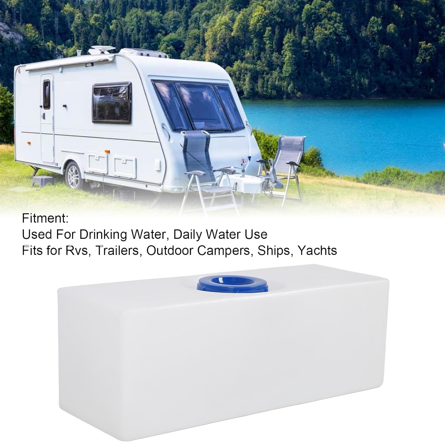 RV Water Tank, 15 Gallons RV Water Holding Tank, 130Mm Water Inlet Storage Tanks, RV Water Tank for RV Trailer Boat, RV Water Holding Tank, Water Storage Tank image number 3