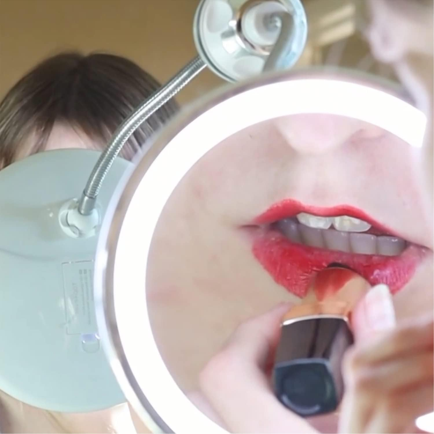 TOP4EVER 8" Magnifying Mirror with Light Lighted Makeup Mirror with Magnification ，Flexible Magnifying Mirror with Suction Cups image number 1