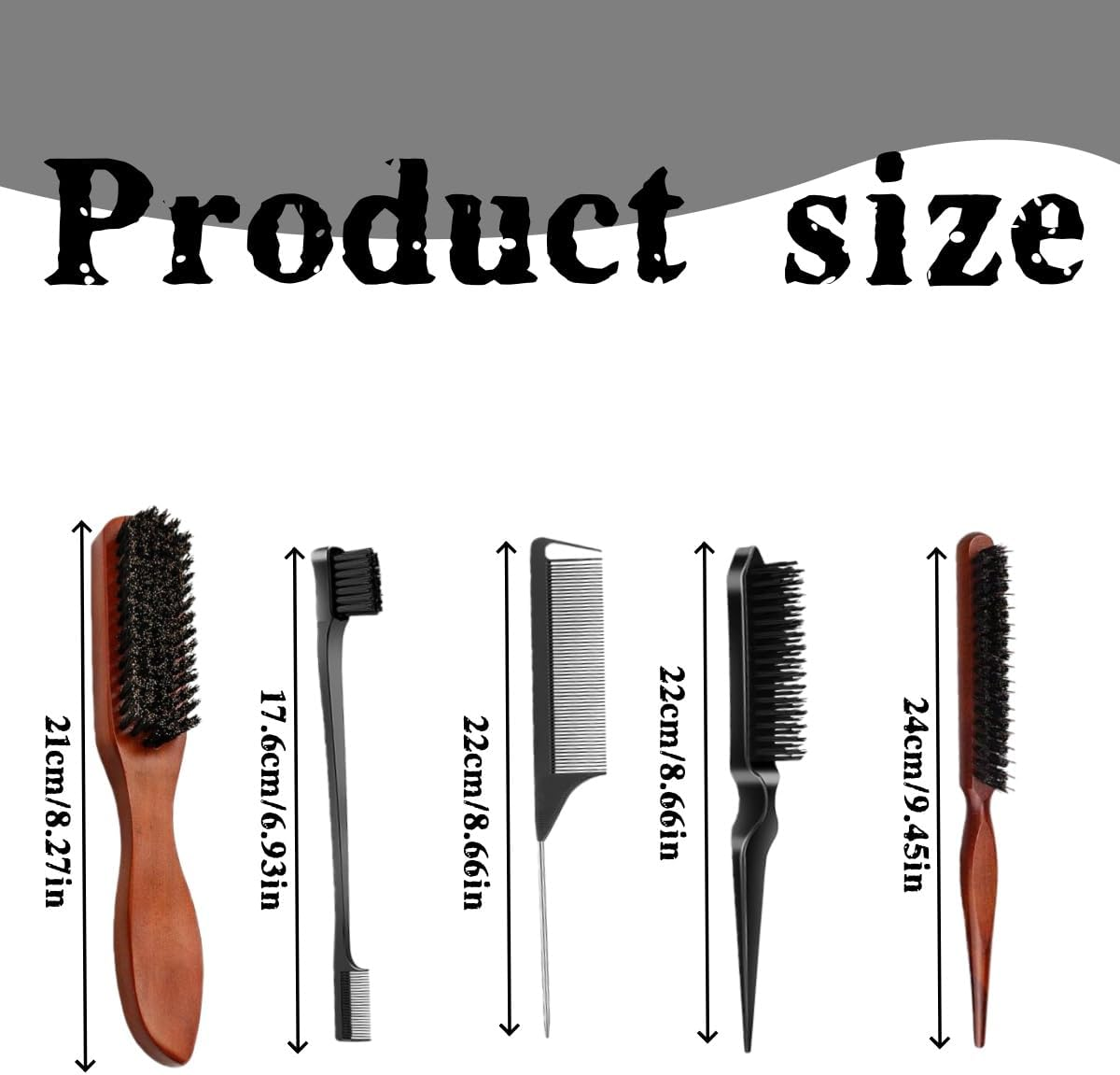 5-Piece Set of Wild Boar Bristle Comb with Wooden Handle for Smooth Bristle Combing and Styling, Anti-Static Wooden Handle Zxjsisy Hair and Beard Styling Set, Suitable for Both Men and Women image number 3