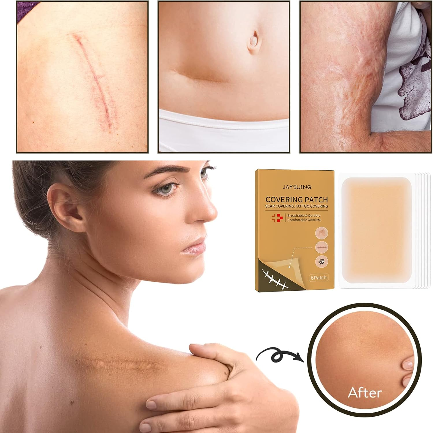 Skin Concealer Tattoo Scar Mask, Invisible Waterproof Skin Tone Cover