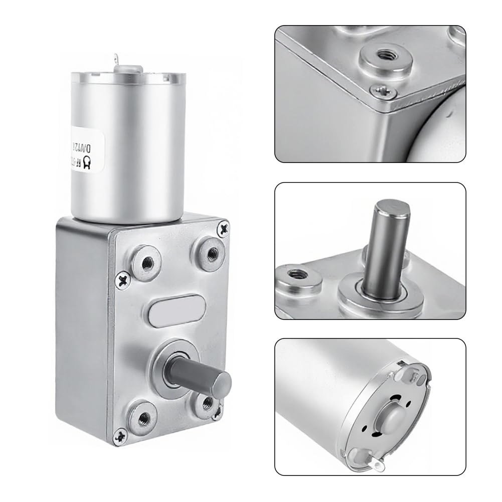 Joyzan Worm Geared Motor, Dc 12V Gear Box Motor Reversible High Torque Electric Motor Electric Drive Reduction Motor for Windows Door Opener and Miniature Winch (6RPM) image number 3