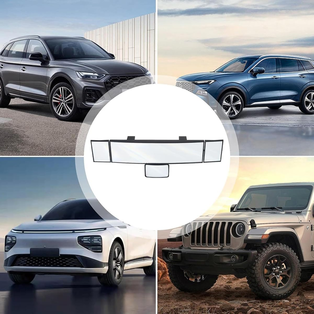 AIMALL 15In Wide-Angle Car Rearview Mirror with Baby View Blind Spot Assist Universal Clip-On Mirror for Mirror Heights 2.13In&ndash;3.54In ABS Frame Glass Surface image number 5