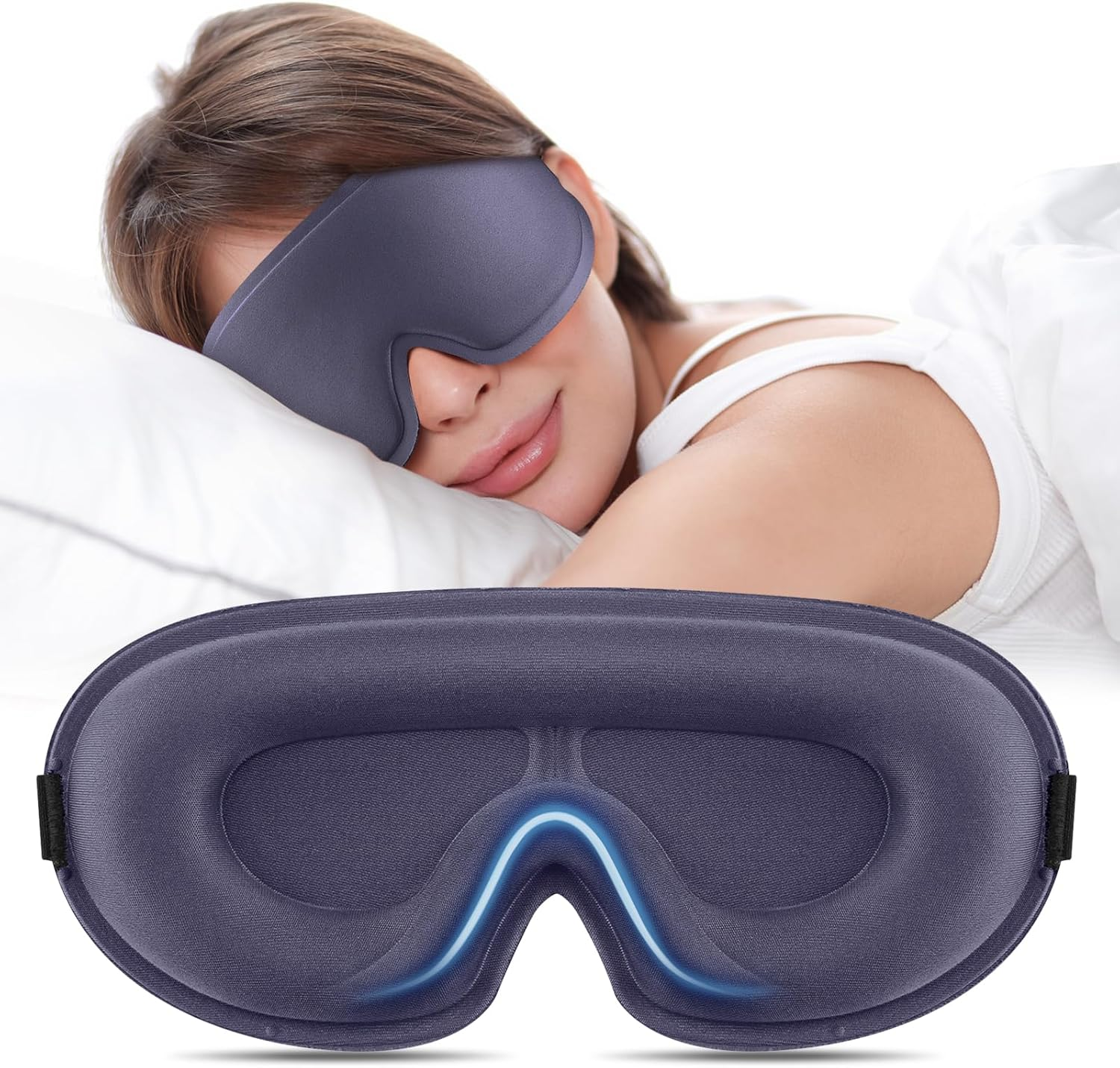 Meliya Sleep Mask for Side Sleeper, Complete Light Blocking 3D Sleeping Eye Mask, Soft Breathable Eye Cover for Women Men, Travel, Nap, Relaxing Zero Pressure Night Blindfold