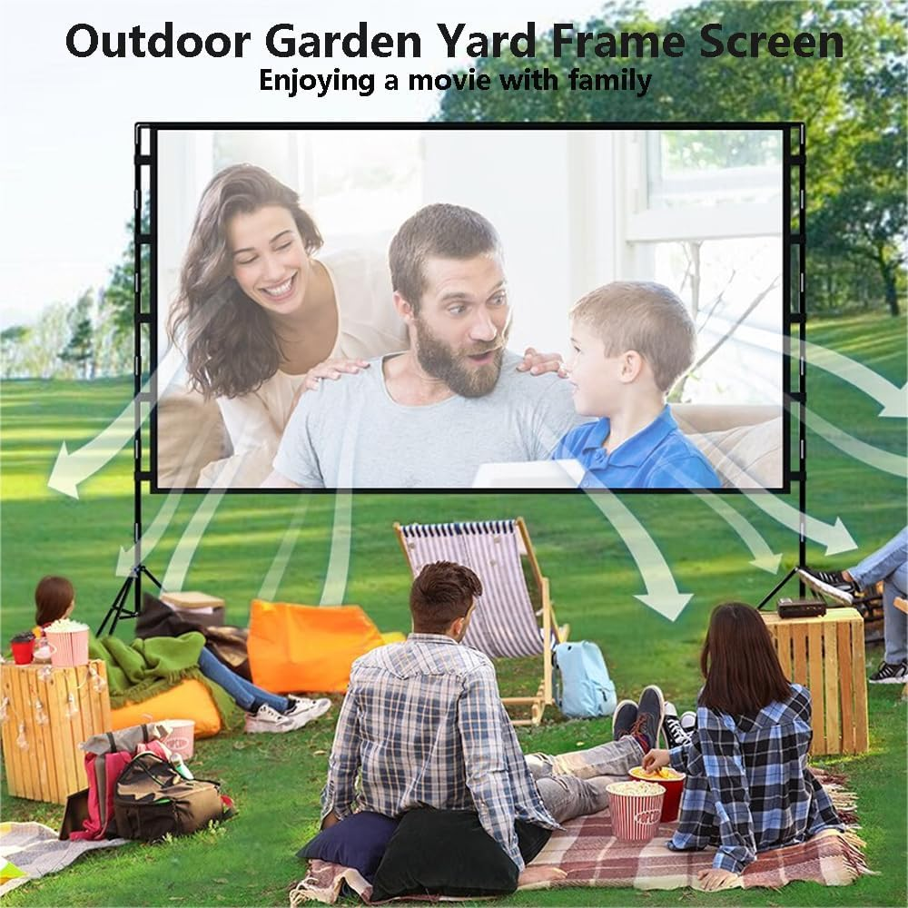 Projector Screen and Stand, 100-Inch Portable Indoor Outdoor Projection Screen16:9 Aspect Ratio 4K HD, Foldable Anti-Crease Double Sided Movie Screen with Carry Bag, Ideal for Office and Home Theater image number 3