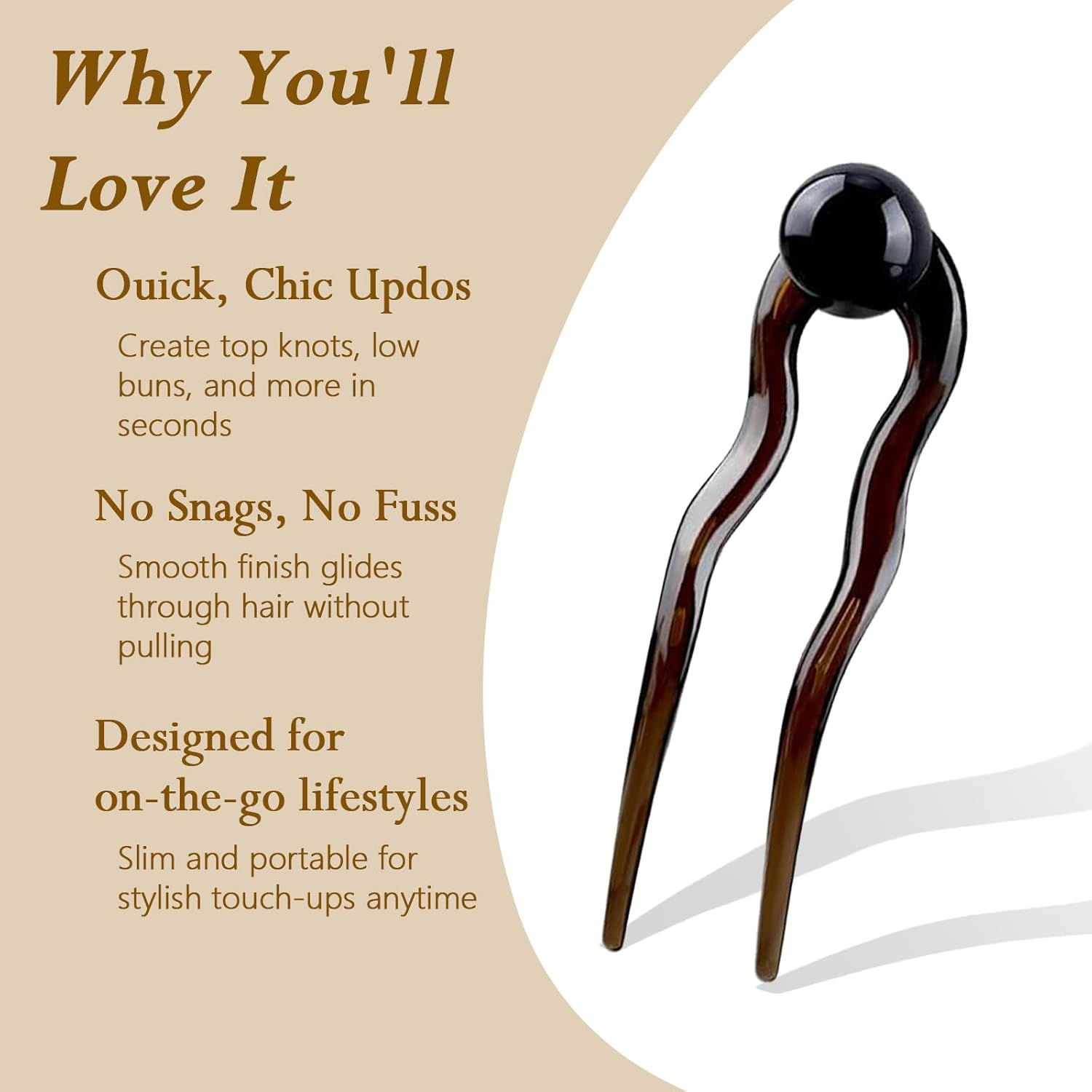 4 Pcs French Hair Pins - U Shaped Pearl Hairpins for Women, Elegant Hair Clips for Thick/Thin Hair, Perfect for Bun Chignon Roll Hairstyles