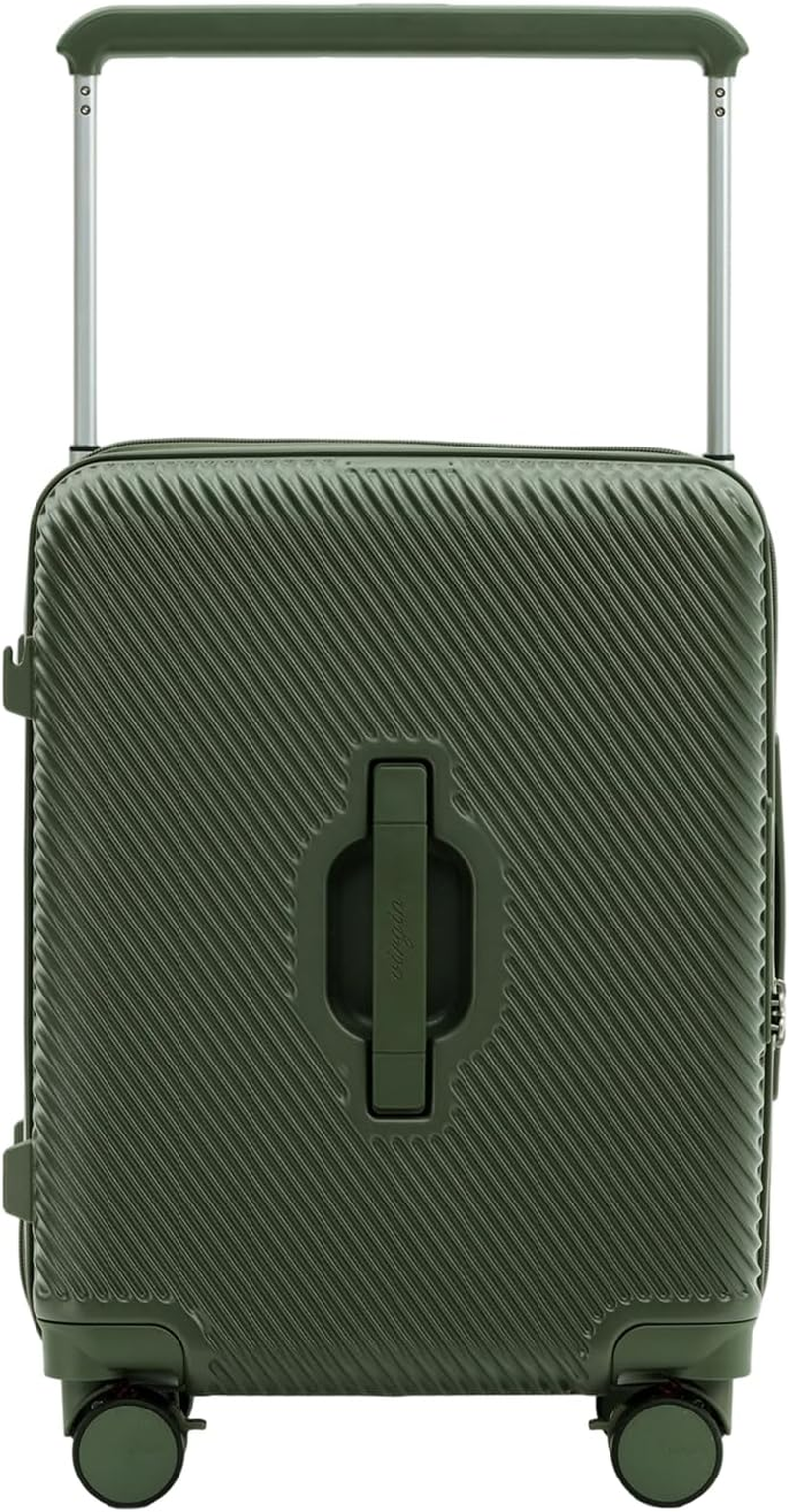 LIGHTGO Middle-Wide Trolley System, Large Capacity, Separate Compartments, Trunk-Style Hardside Luggage, Expandable, TSA Approved Lock, Silent 360&deg; Spinner Wheels (Dark Green, 20 Inch) image number 3