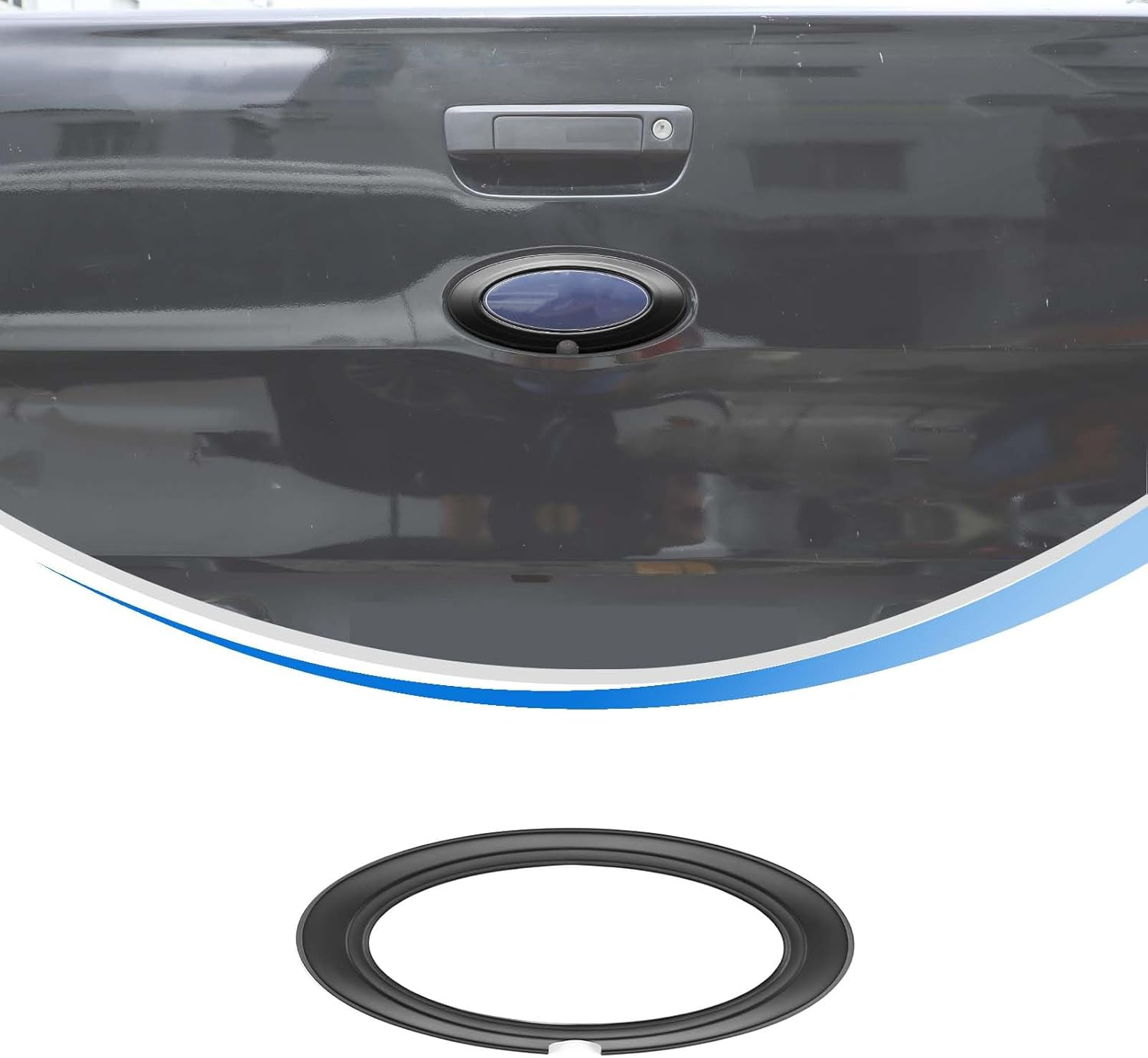 Yinaniutos Tailgate Emblem Frame Trim Compatible with Ford Ranger 2015-2021 Accessories | ABS Plastic Rear Logo Trim Cover | 1PC Set (Matte Black)