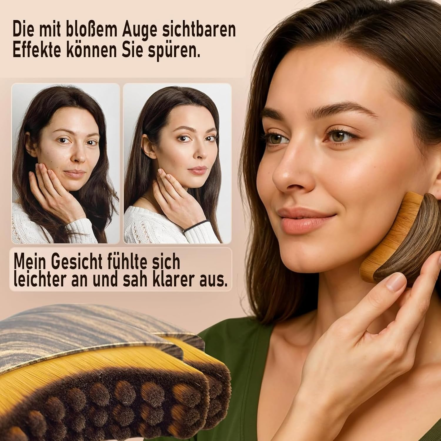 Pack of 2 Lymphatic Brushes, Face, Face Brush, Lymphatic Drainage, for Daily Facial Massage and Contour Shaping image number 2