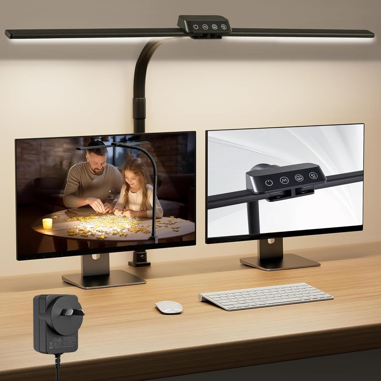 Dual Head LED Desk Lamp, Desk Lamp with Clamp for Home Office, Eye-Caring Architect Light with Flexible Gooseneck, 5 Color Modes & Stepless Dimming image number 5