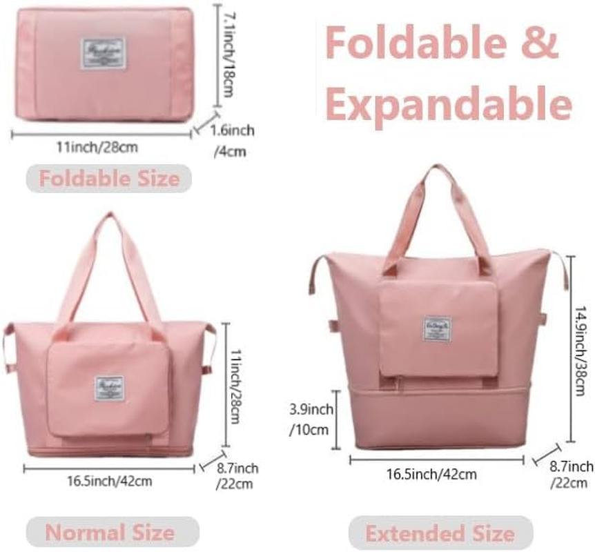 Large Capacity Folding Travel Duffel Bag - Waterproof Lightweight Gym Bag with Wet and Dry Separation, #1 Black, Large image number 6