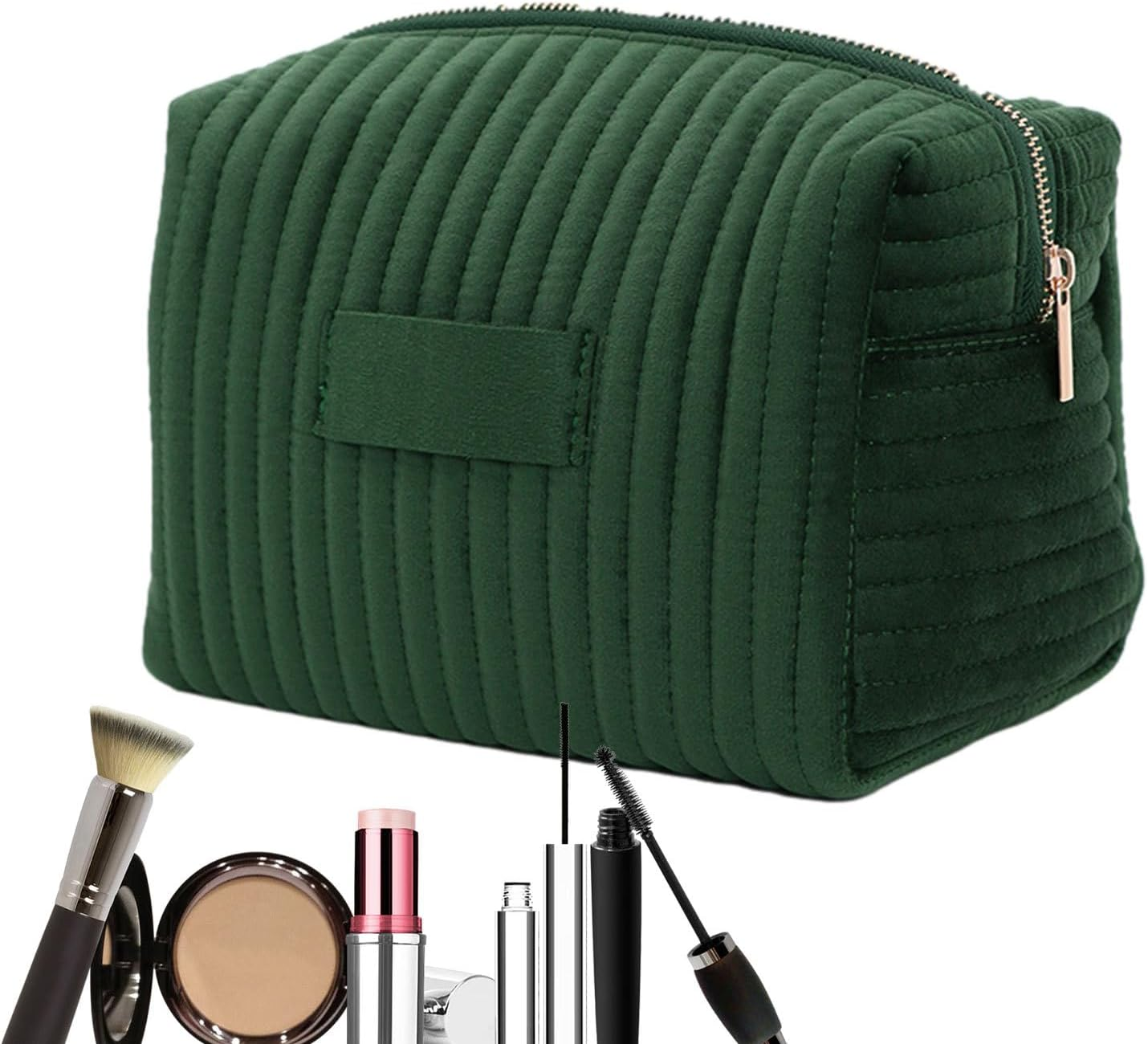 Nevalerra Velvet Makeup Bag, Velvet Cosmetic Bag - Travel Toiletry Bag with Zip, Makeup Brush Toiletry Organiser with Large Capacity for Men and Women, Daily image number 3