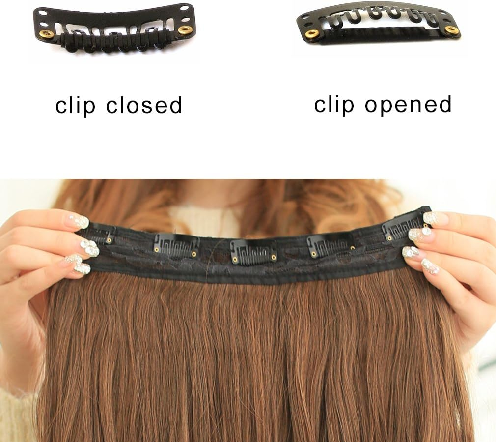 REECHO 20" 1-Pack 3/4 Full Head Curly Wave Clips in on Synthetic Hair Extensions HE008 Hair Pieces for Women 5 Clips 4.5 Oz per Piece - Dark Chocolate Brown image number 5