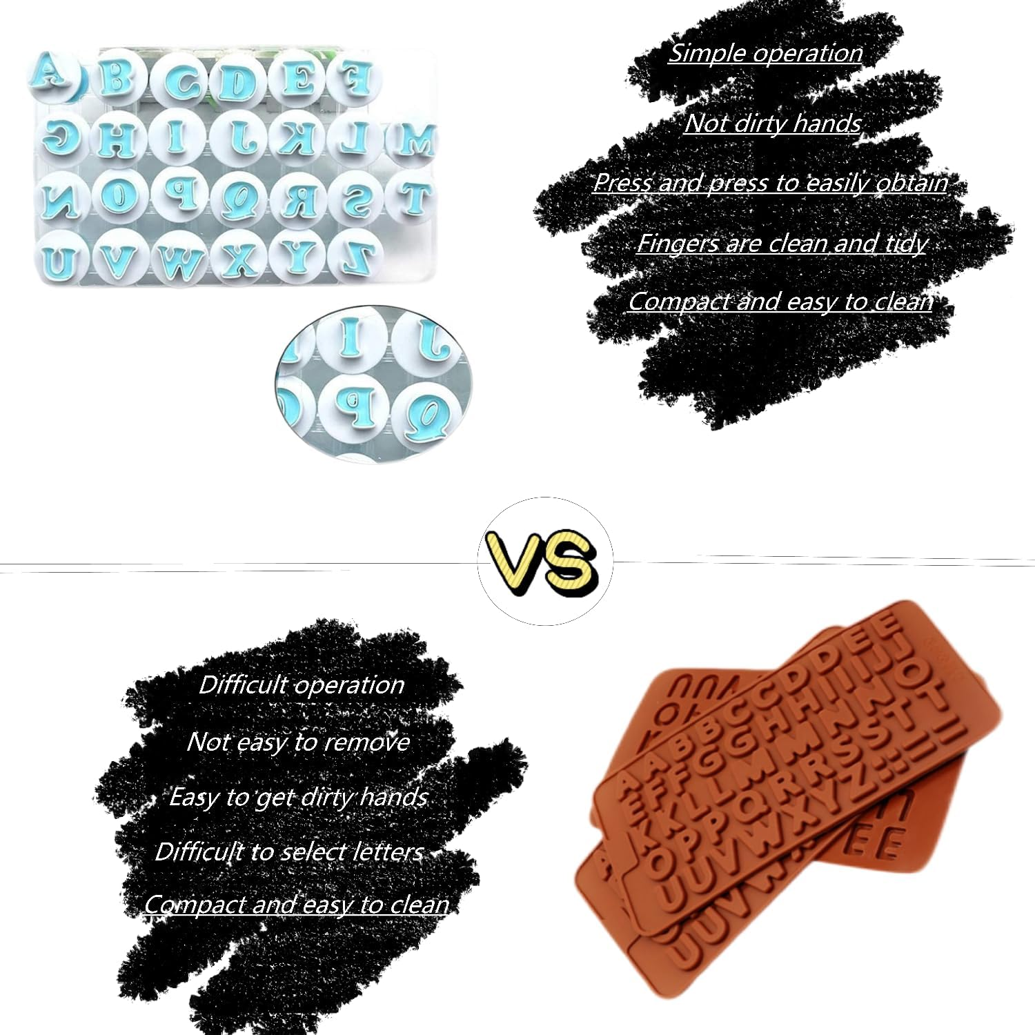 Hysgscwd 26 Alphabet Fondant Cake Mold, Cake Biscuit Mold, Plastic Letter Mold, Cookie Stamp Impress, Embosser Cutter, Letter Icing Cake Cutter Mould, Uppercase Letter Shape DIY Biscuit Letter Cutters