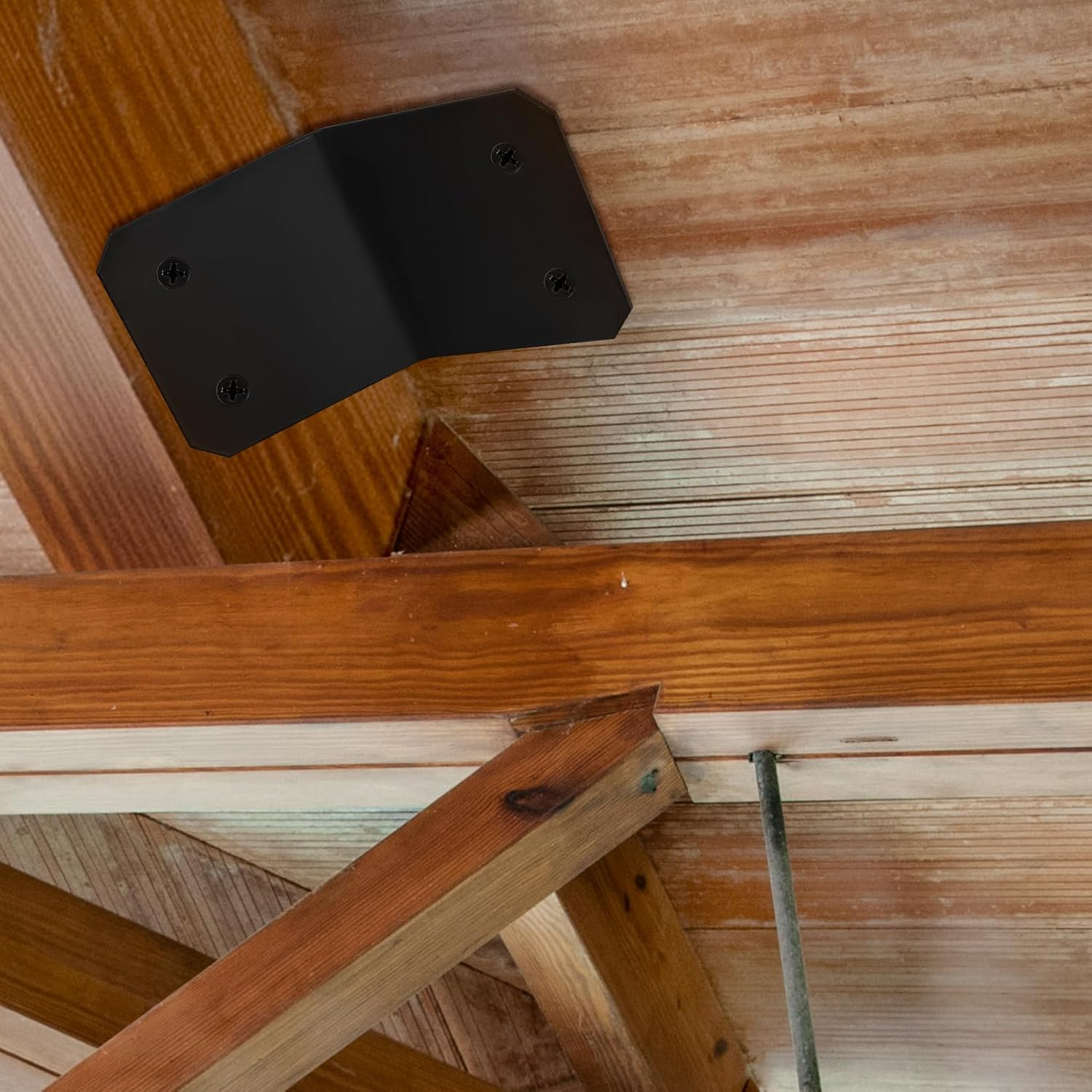 Pack of 2 Angle Connectors 135 Degrees Mounting Angle 135&deg; Angled Flush Inner 45 Degree Angle Connector for Blunt Connected Posts and Beams - 120 X 120 X 127 X 3 Mm, Black image number 4