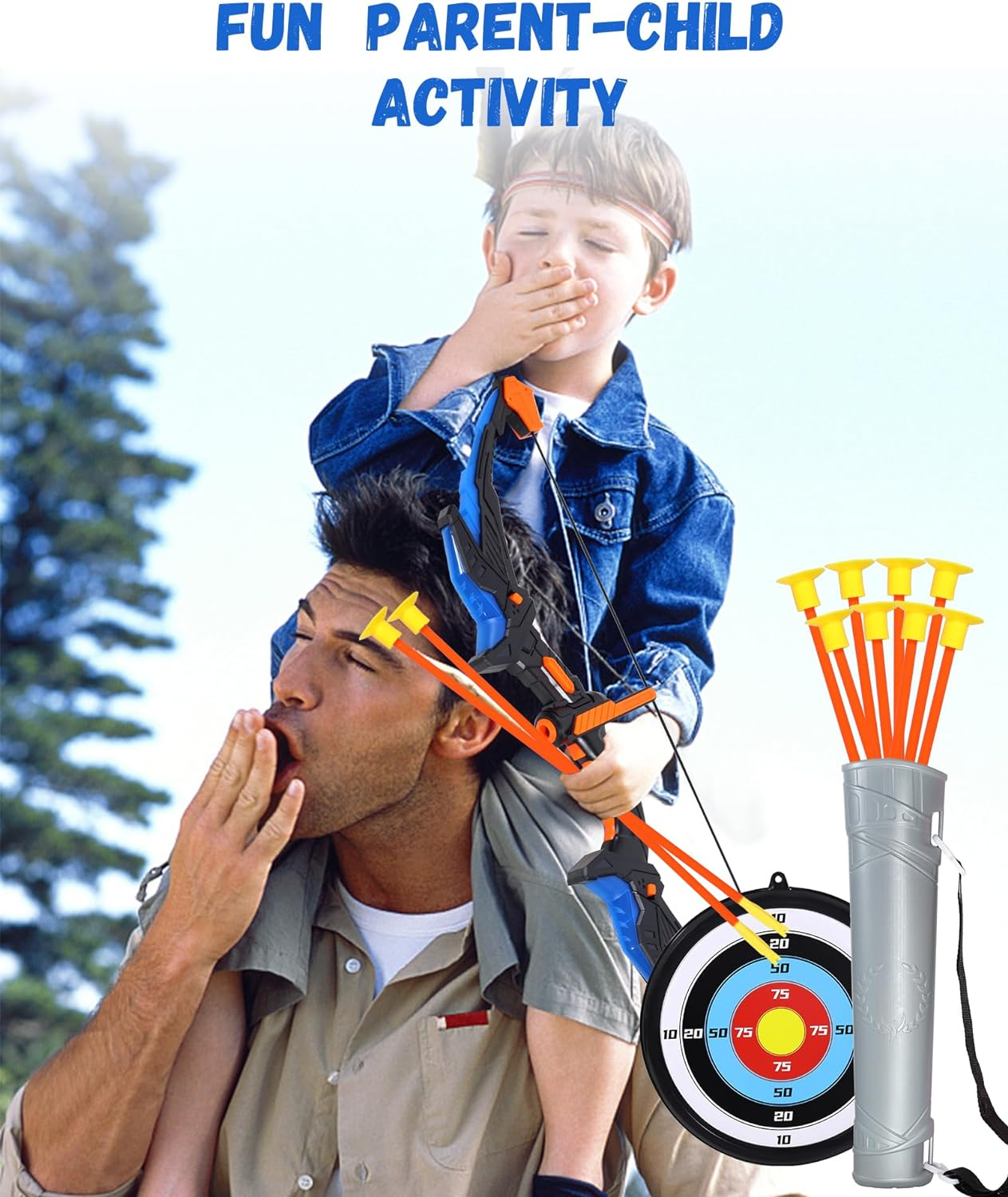 Kids Bow and Arrow Set, LED Light up Archery Toy Set, 10 Suction Cup Arrows, Target & Quiver, Indoor and Outdoor Kids Toys for Children Boys Girls, Christmas Birthday Gifts for Kids image number 2