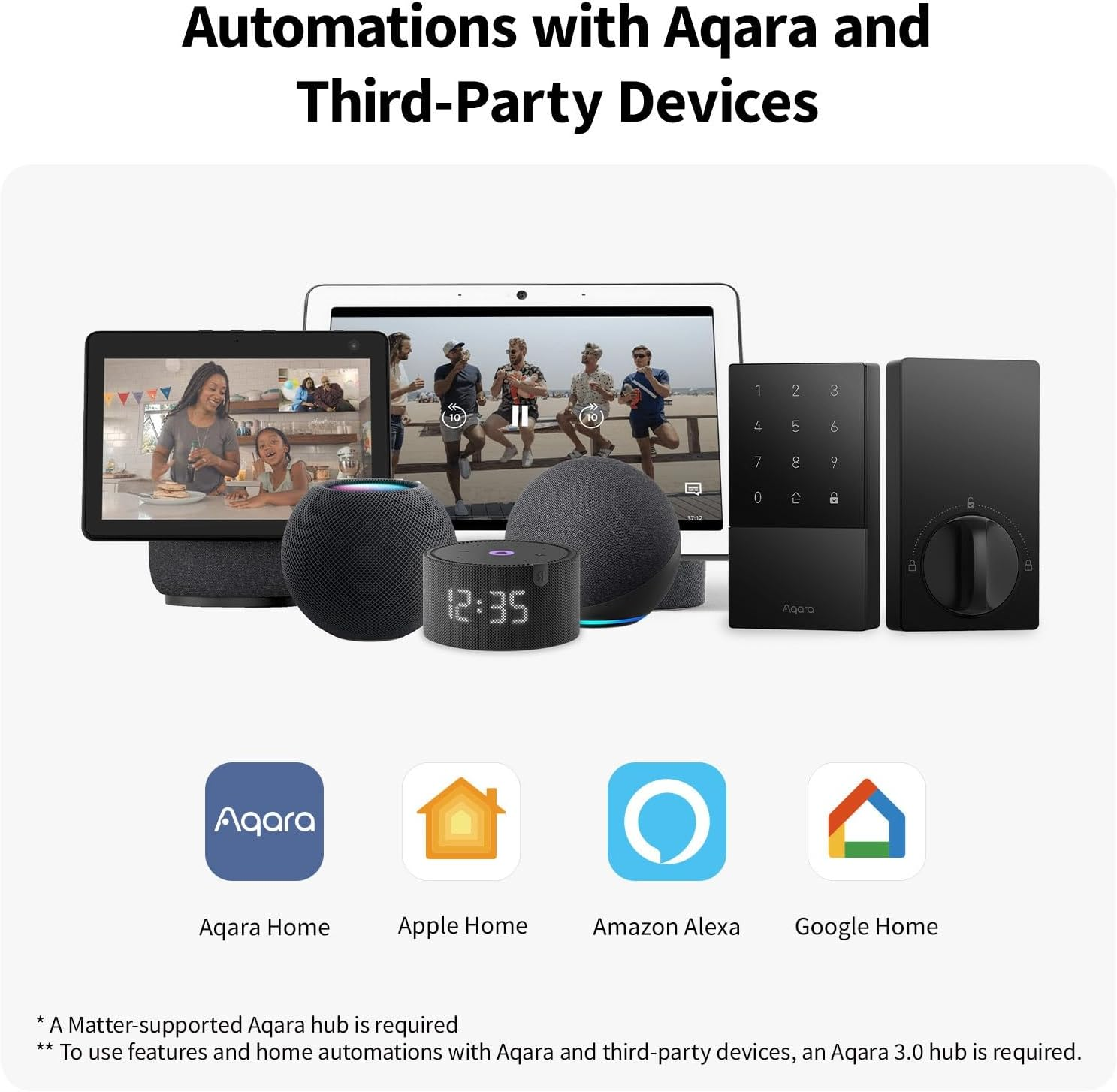 Aqara Smart Lock U50, Keyless Entry Door Lock with Apple Home Key, Bluetooth Deadbolt Lock, App Remote Control image number 1