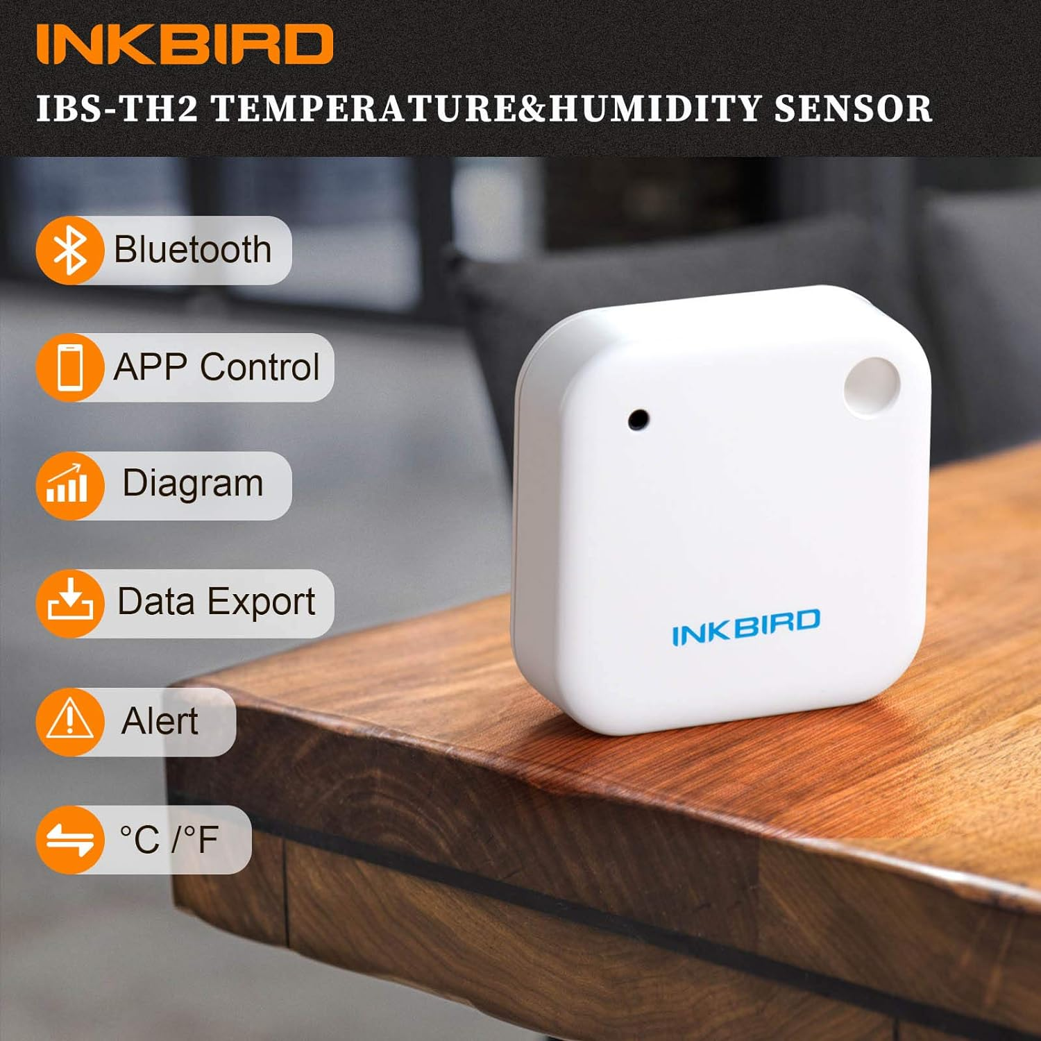 Inkbird Bluetooth Thermometer Hygrometer IBS-TH2 Smart Sensor with Alerts Calibration Interval Setting Graph&Data Export, Temperature & Humidity Data Logger for Food Reptiles Home Greenhouse image number 5