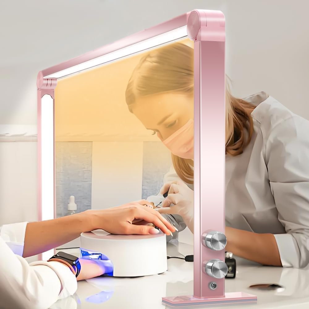 CHUCII Nail Light, Foldable Nail Table Lamp with 3 Color Temperature 3000K-6000K, for Manicure, Lash, Skincare (Pink) image number 5