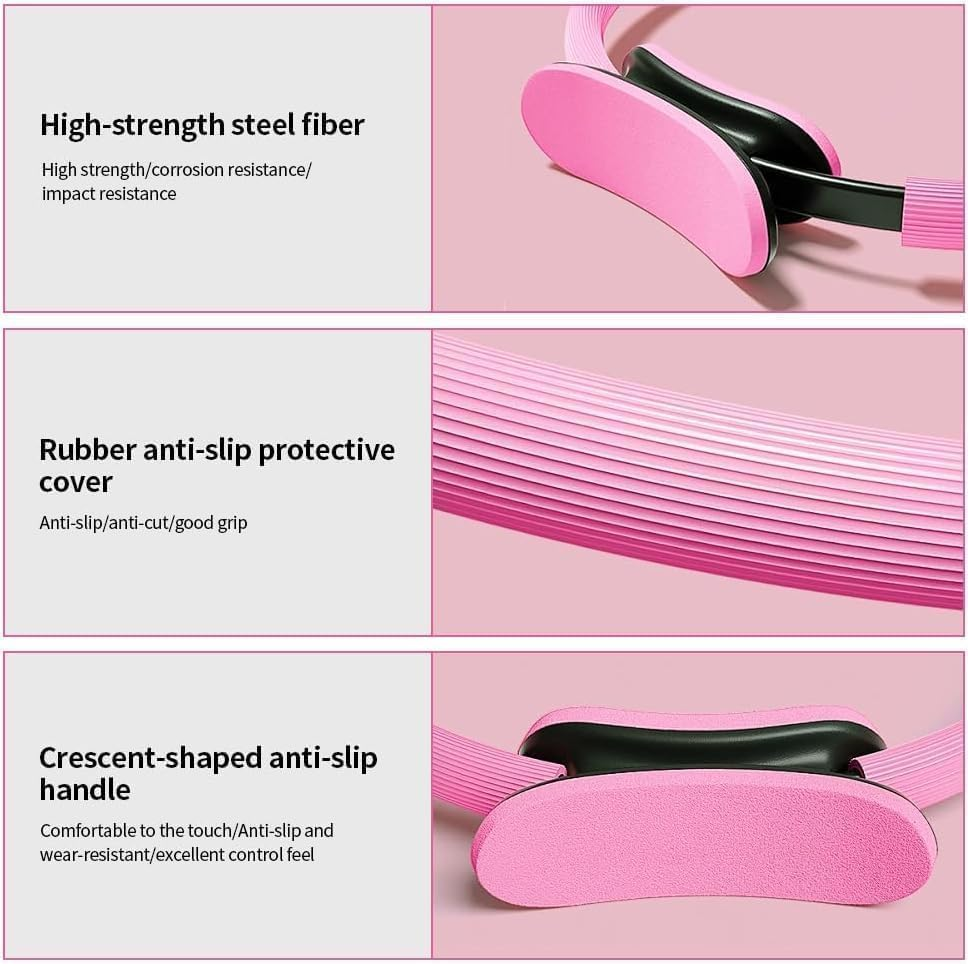 Pilates Ring and Ball Set, 13 Pcs Home Kit with 13&rdquo; Circle Yoga Ring 6 Resistance Bands 9.8&rdquo; Pilates Ball, Accessories, Essential Kit for Women Girl Home Workouts Beginners Toning image number 5