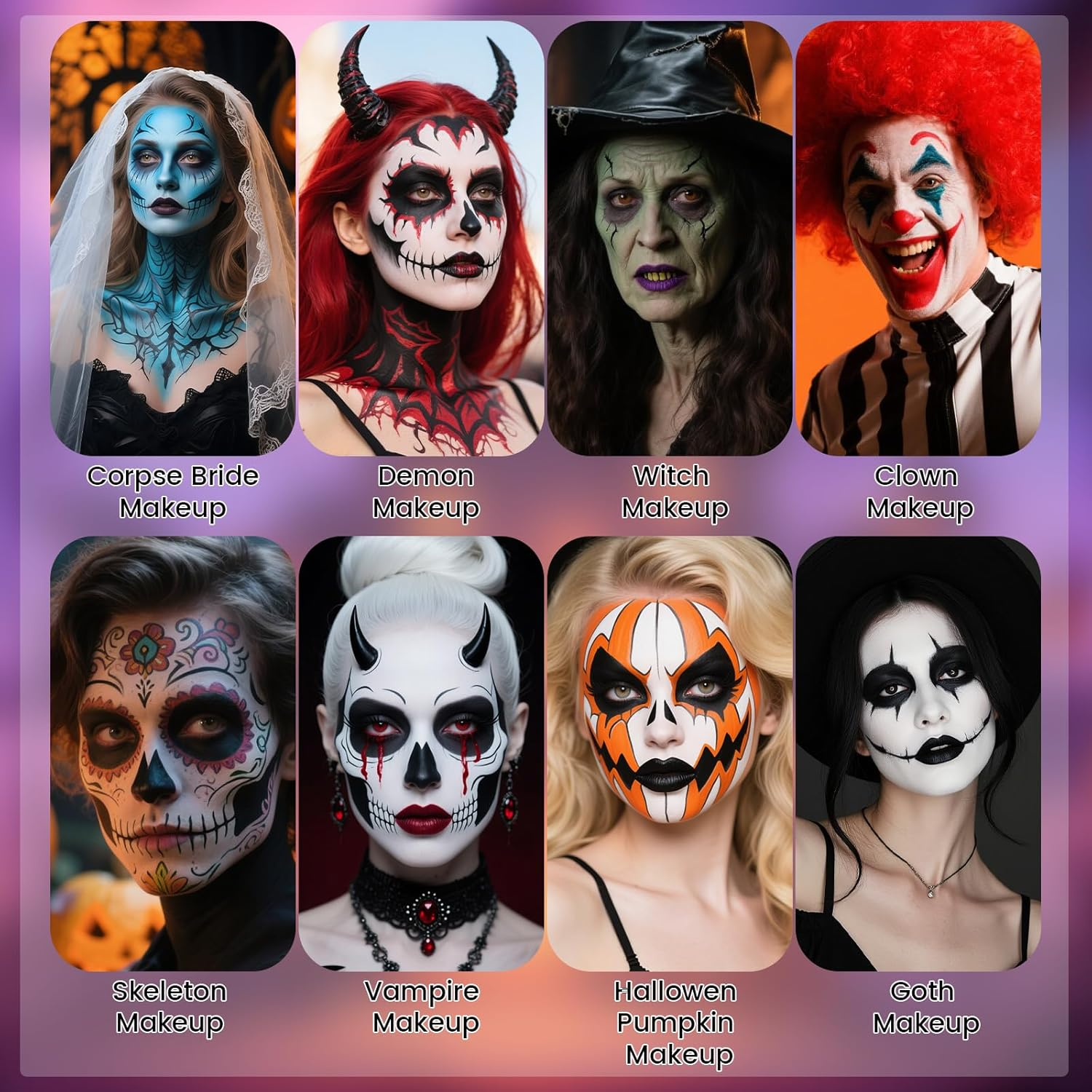 YBUETE Orange Black White Oil Based Face Paint Kit with Painting Brushes, Professional Full Coverage Greasepaint for Adults Halloween Cosplay SFX Tiger Pumpkin Makeup Carnival Theater Stage image number 3