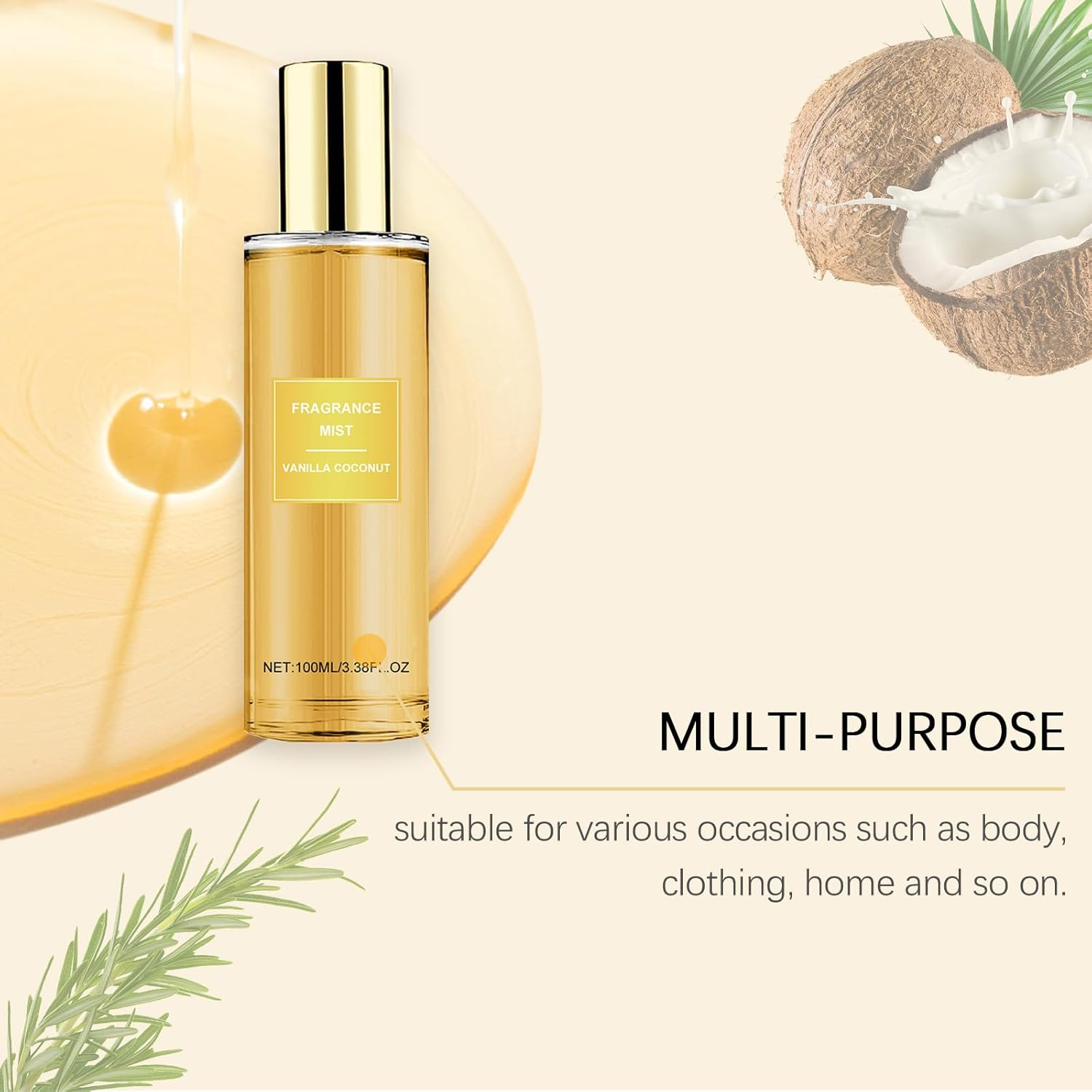 Vanilla Coconut Fragrance Mist &ndash; Long-Lasting Perfume Spray for Women & Men, Sweet Scented Body & Hair Mist with Natural Oils, Lightweight Hydrating Perfume Ideal for Mom, Wife, Daughter, Friends (01)