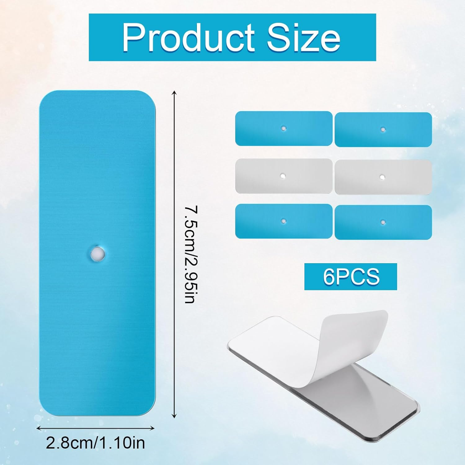 Gosknor 6Pcs Metal Self Adhesive Strips for Magnetic under Cabinet Lights, Metal Self Adhesive Plate Replacement Magnet Sticky Tape for Magnetic LED Lights & under Counter Lights image number 6