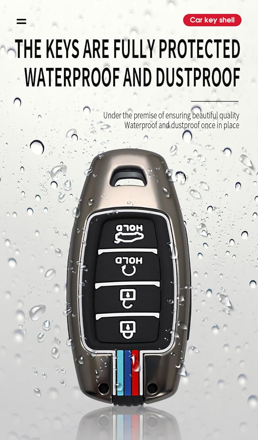 Ontto Metal Car Key Fob Cover Fit for Hyundai I30 Ix35 Kona Elantra Solaris Azera Accent Palisade Santa Fe Remote Key Case Keyring Silicone Key Shell Holder Bag Keychain Accessories 4 Button-C Silver - 3 Buttons-Silver image number 7