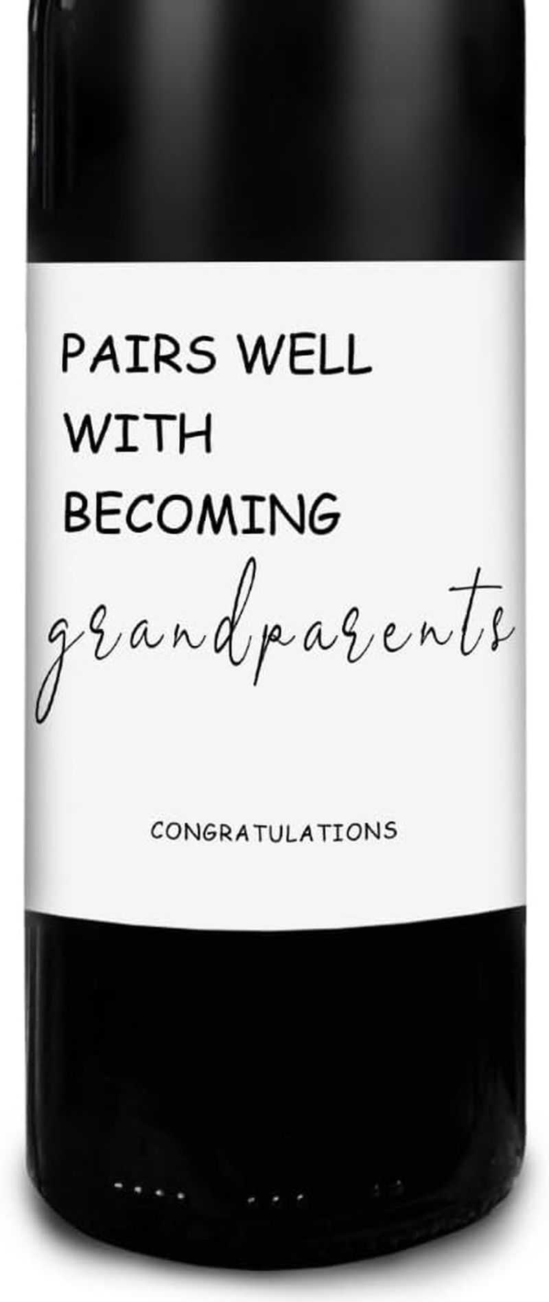 New Grandparent Wine Labels Pregnancy Announcement Gifts for Grandparents Baby Announcement Gifts for Grandma Grandpa Pairs Well with Becoming Grandparents Wine Bottle Stickers(Set of 4) image number 3