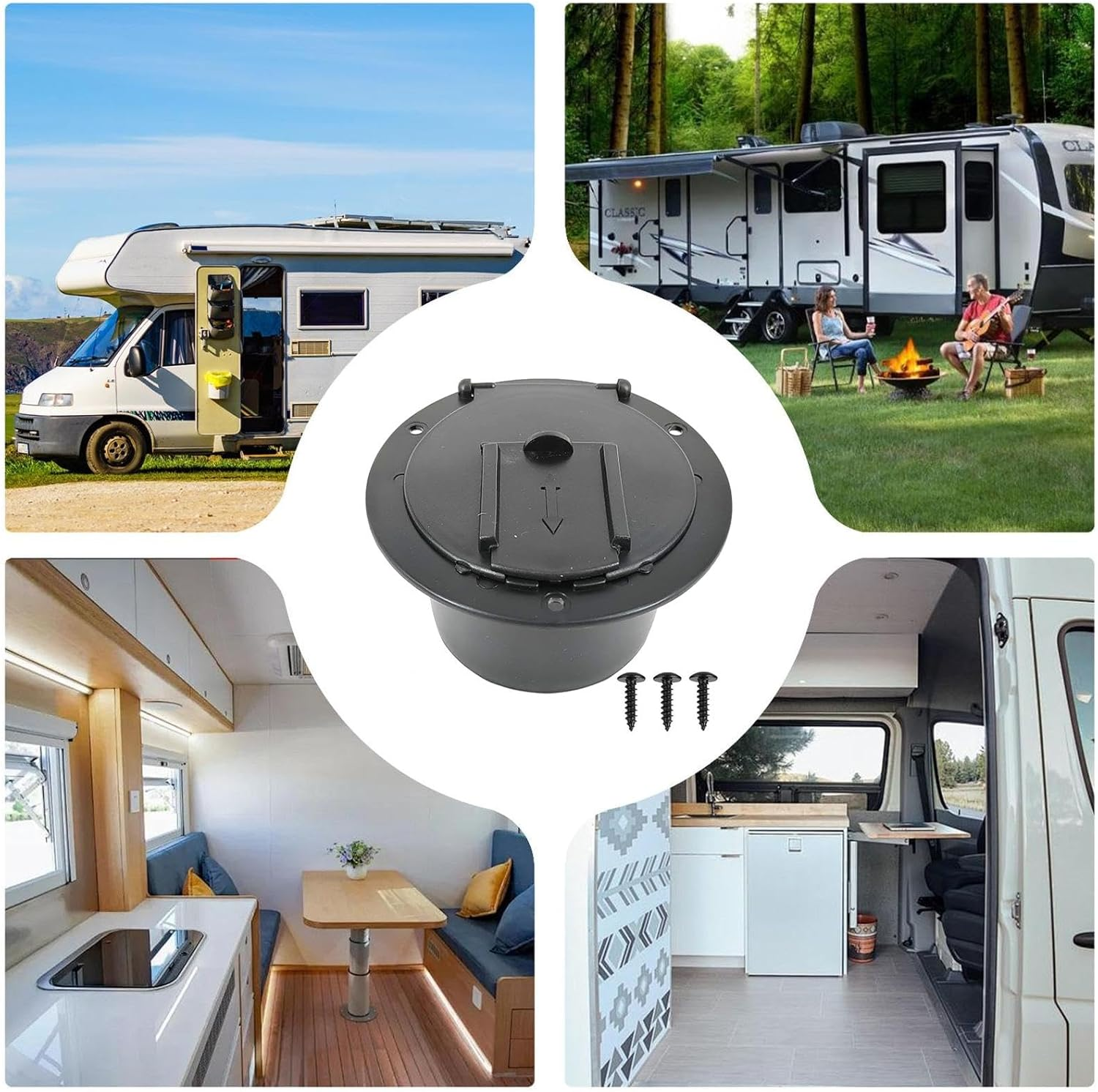 Generisch RV Power Cable Cover, RV Power Cable Flap, RV Electric Cable Hatch, RV Accessories, Covered Power Cable Flap, Cable Guide through Screws for Camping Travel image number 2