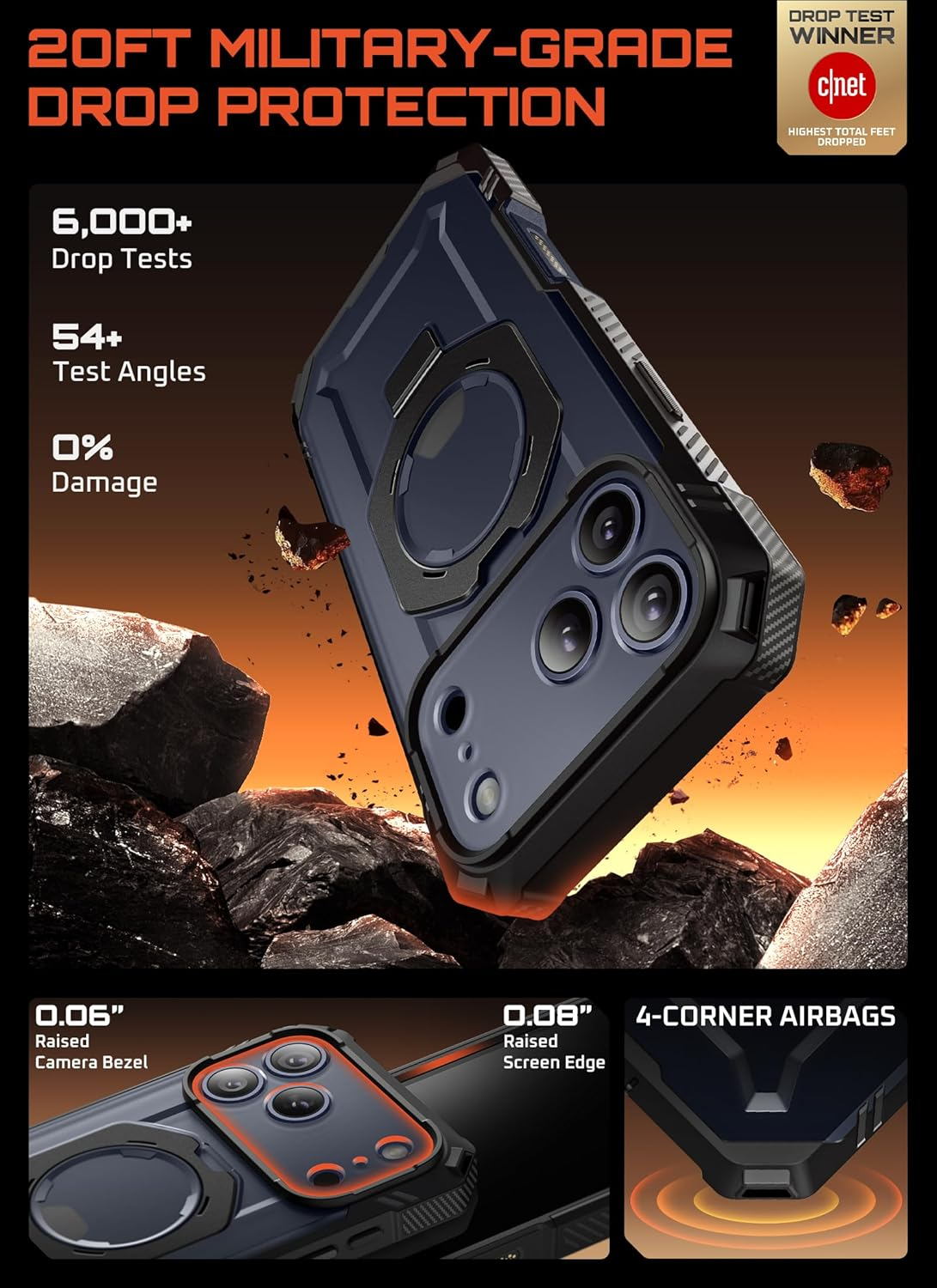 SUPCASE for Iphone 17 Pro Max Case with Tempered Glass Screen Protector (Ubgrip Pro), [Compatible with Magsafe] [Built-In Kickstand] Full-Body Heavy Duty Magnetic Case for Iphone 17 Pro Max, Black - Black image number 5