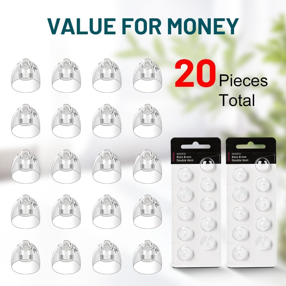 20Pcs Oticon Hearing Aid Domes, Minifit Bass 6MM Double Vent Domes for Oticon Replacements, Universal Hearing Aid Supplies and Accessories, Oticon Prowax Minifit, Resound Hearing Aid Domes(2-Pack) image number 2