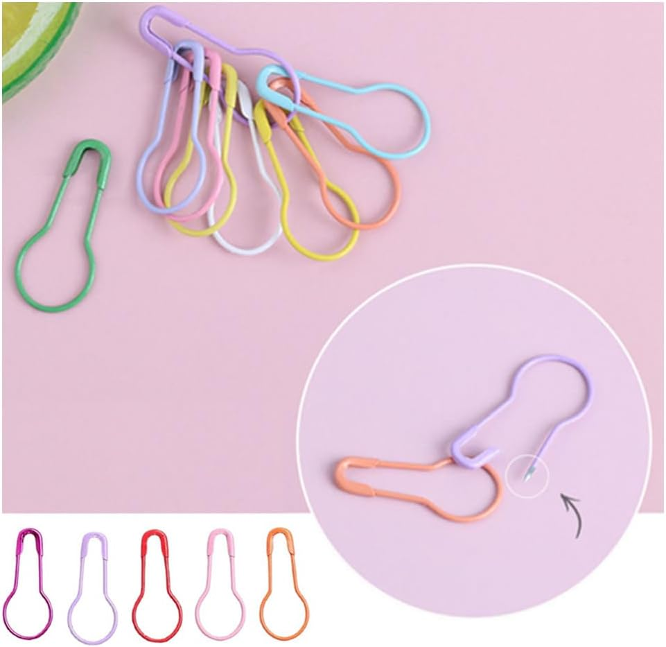 500 Pcs Colored Metal Safety Pins, Metal Gourd Pins Safety Bulb Pin Pear Shaped Pins, Knitting Pins in Gourd Shape with 10 Assorted Colors for Tagging Clothing or Fabric Projects image number 3
