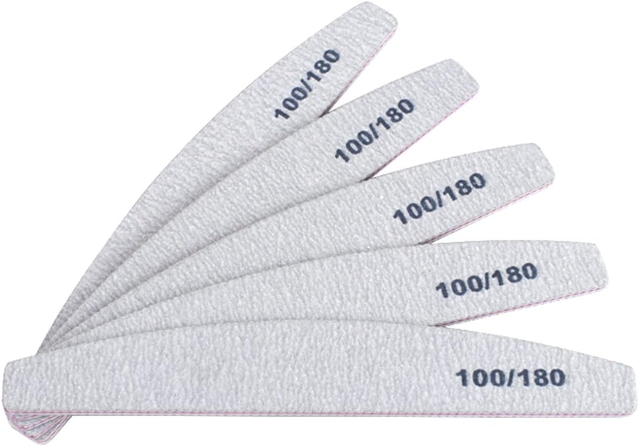 TRUSTTWO 50Pcs/Lot Grey Sandpaper Nail File 100/180 Double Sided Buffer Block Polisher Pedicure Manicure Nail Art Files Nails Accesorios the New (Color : 06)