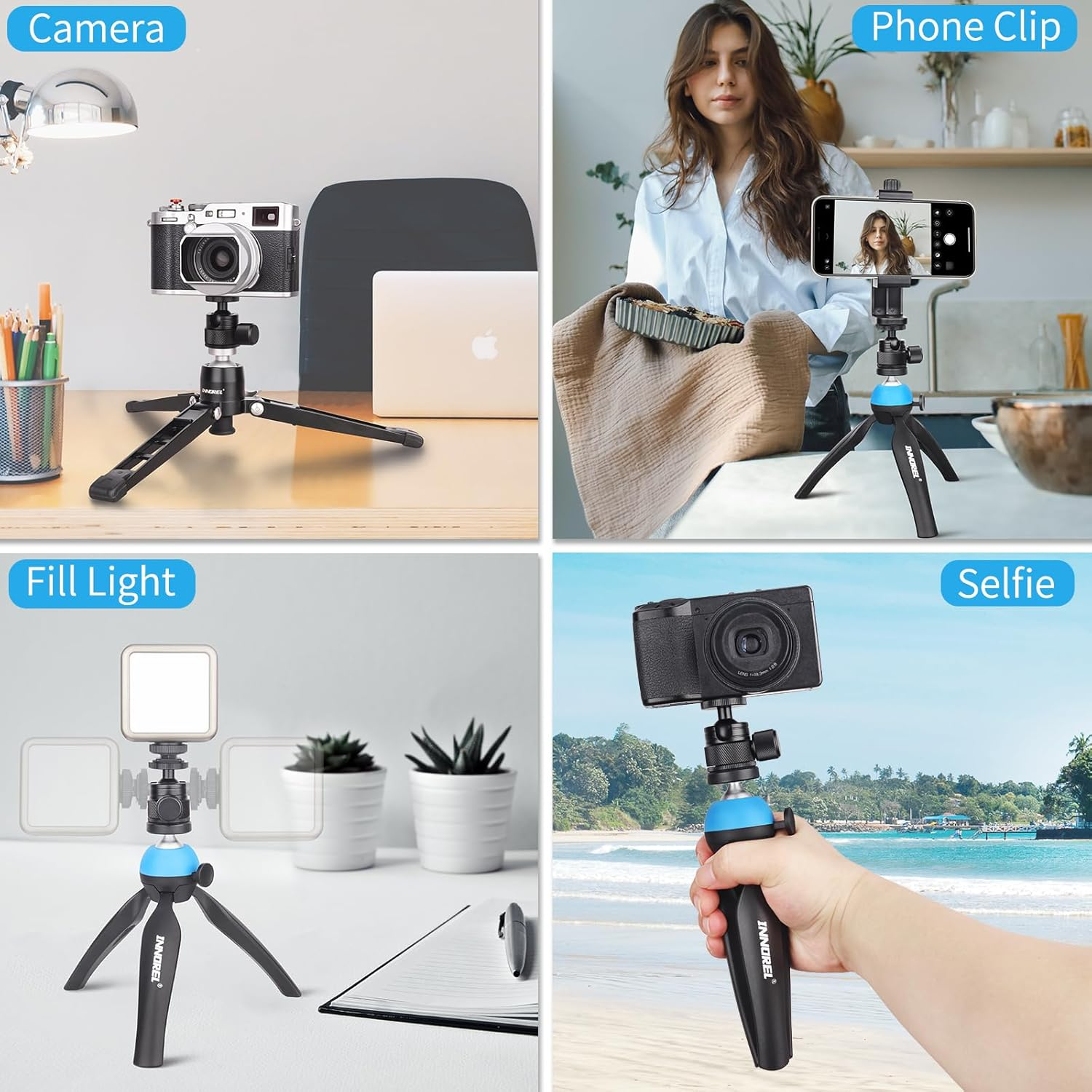 Mini Ball Head-Innorel C19 Mount Tripod Head-Cnc Metal Low Profile Ballhead 360&deg; Pan 90&deg; Tilt Tripods Mount with 3/8" to 1/4" Adapter Ballheads, Max Load 6.61 Lb/3Kg for Phone/Dlsr Camera/Mini Holder image number 5