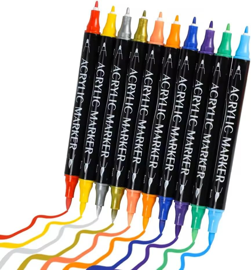Sophistik Acrylic Marker Set of 36 Dual Tip with Flexible-Brush Tip & Extra-Fine Tip image number 1