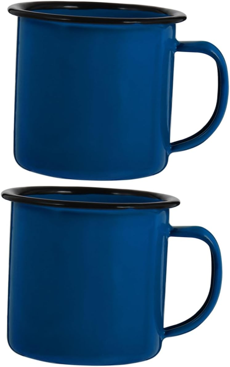 2Pcs Vintage Style Enamel Mugs Retro Coffee Tea Drinking Cups for Camping Travel and Office Use and Practical Water Cups