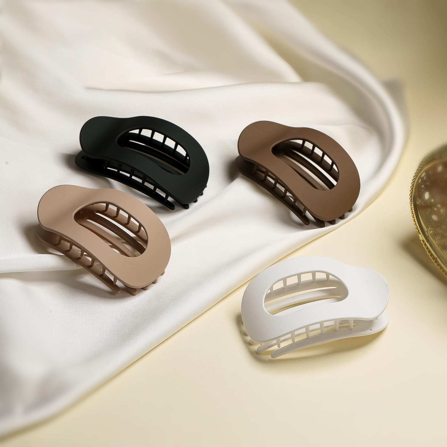 SHUNYUNG Flat Hair Clips round Lay down Hair Claw Clips, 4 Pack, Strong Hold, Medium Size, 4 Inches X 2.4 Inches, Matte Finish, Claw Clip, Women'S Hair Clip, 4 Pieces image number 1