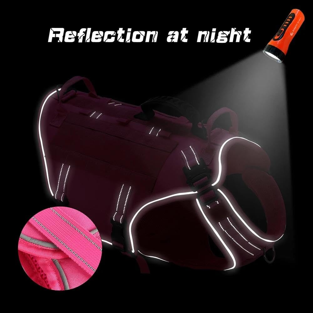 No Pull Large Dog Harness Durable Nylon Adjustable Dog Harness Military Tactical Dog Harness Pet Work Harness Vest Easy Control Medium Large Dog Harness,Black,M