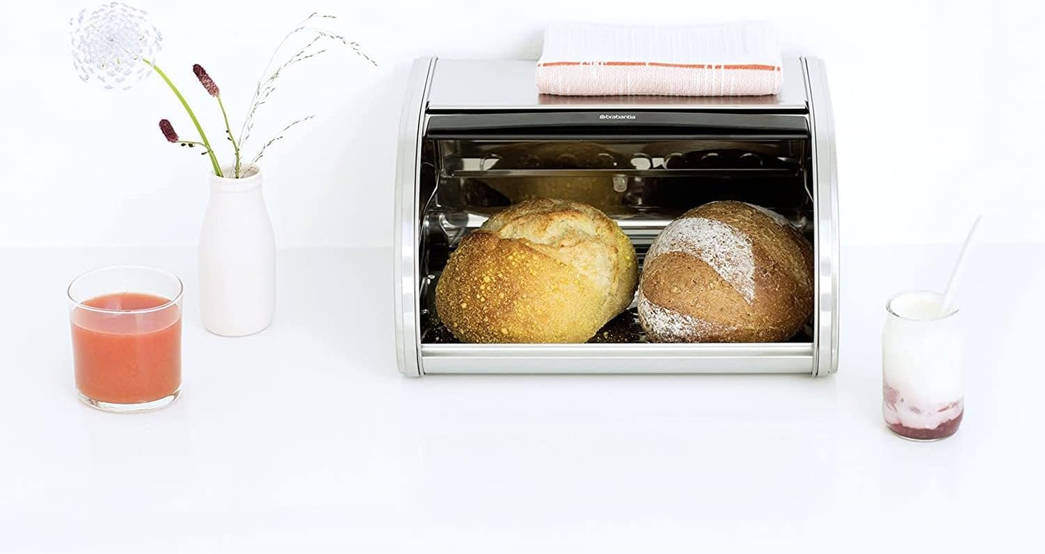 Brabantia 348907 Roll Top Bread Bin, Medium, Matt Steel - Matt Steel image number 6