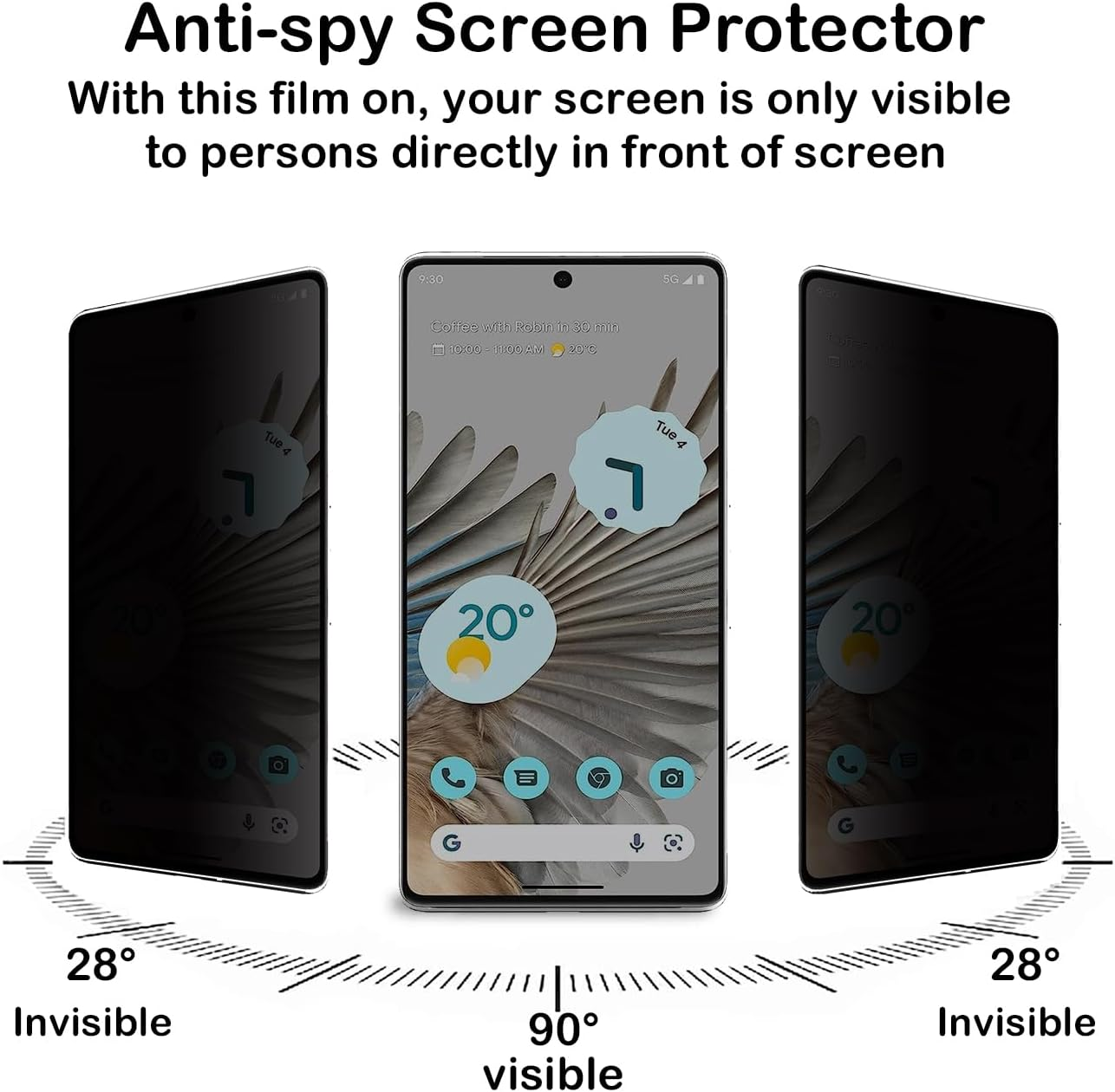 Privacy Screen Protector for Google Pixel 7 Pro [Pack of 2], Privacy Film, Privacy Film, Scratch-Resistant, Bubble-Free, Anti-Fingerprint, Anti-Spy TPU Screen Protector for Google Pixel 7 Pro