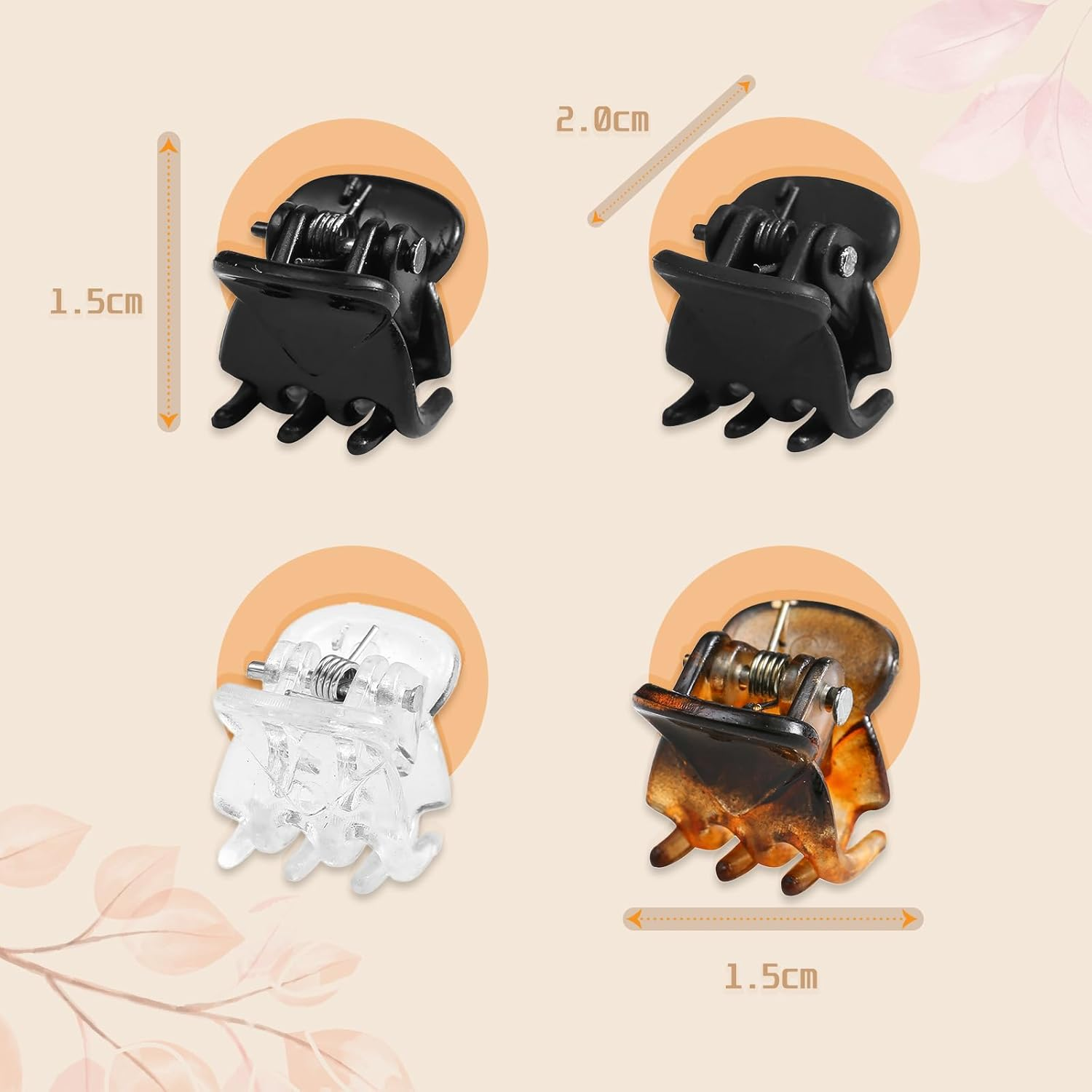 ZXCHOME Pack of 30 Hair Clips, Mini Hairdressing Plastic Hair Clips, Hairpin Pins, Small Claw Clip, Pine Clips for Girls and Women, Multicoloured image number 6