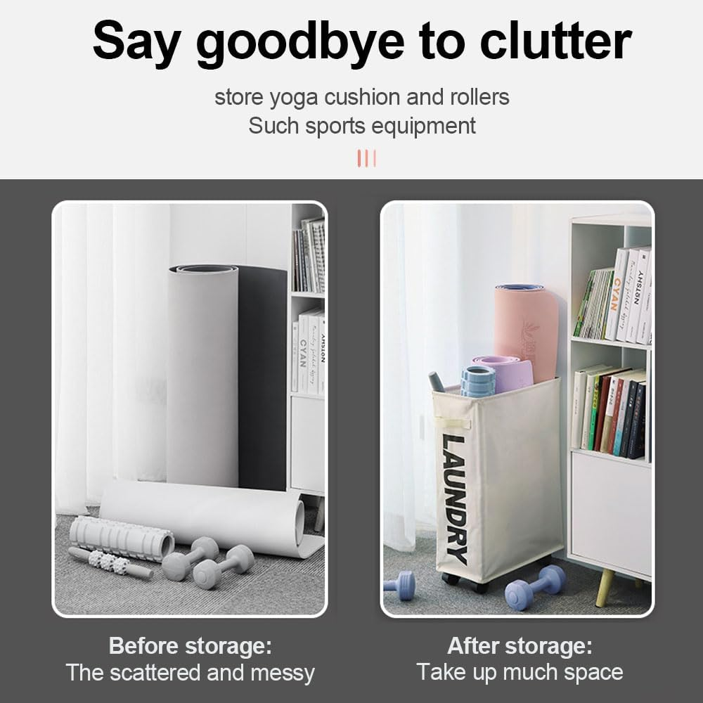 Laundry Basket with Wheels, Slim Laundry Baskets with Wheels, Rolling Laundry Baskets, Oxford Cloth Laundry Hamper, Collapsible Laundry Cloth Hamper Sorter Basket Bin (3Pcs) image number 2