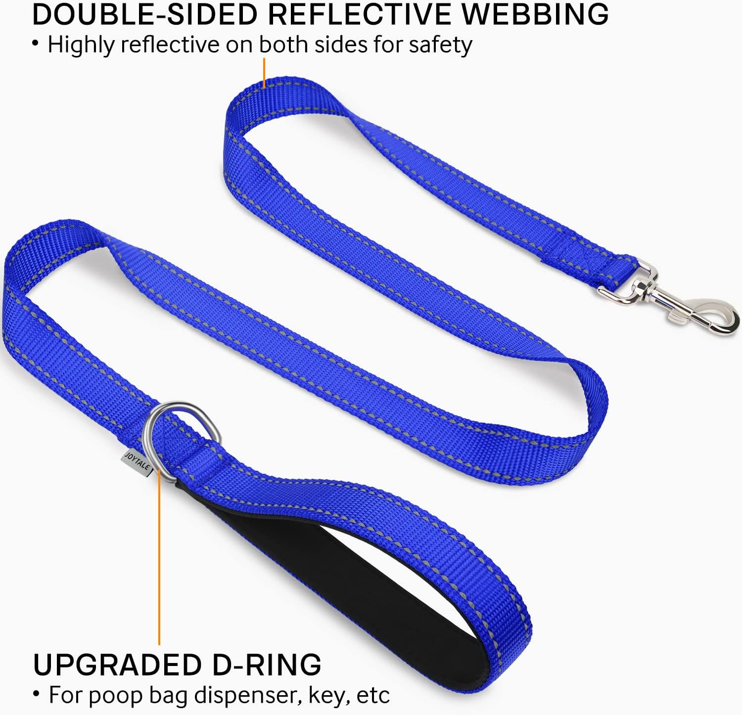 Dog Lead, Double-Sided Reflective Nylon Lead with Padded Handle for Large Medium Dogs, 1.8 M X 2.5 Cm, Bright Pink image number 2