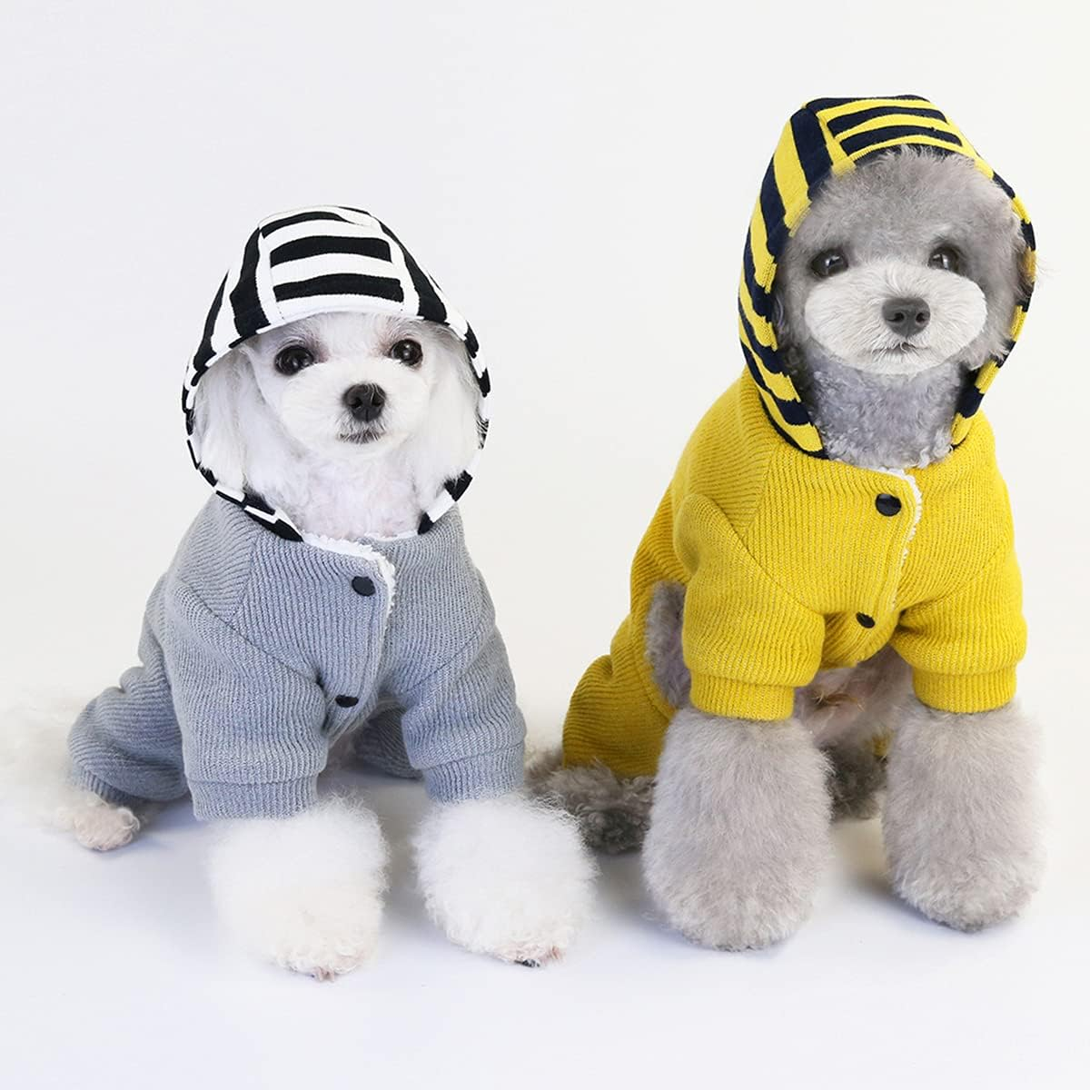 Dog Sweater Dog Clothes Fleece Dog Woolen Sweater Winter Warm Sweat Shirt 4 Legs Jumpsuit Simple Hoodie Fleece Sweater for Small Dog Medium Dog Cat Yellow S image number 4