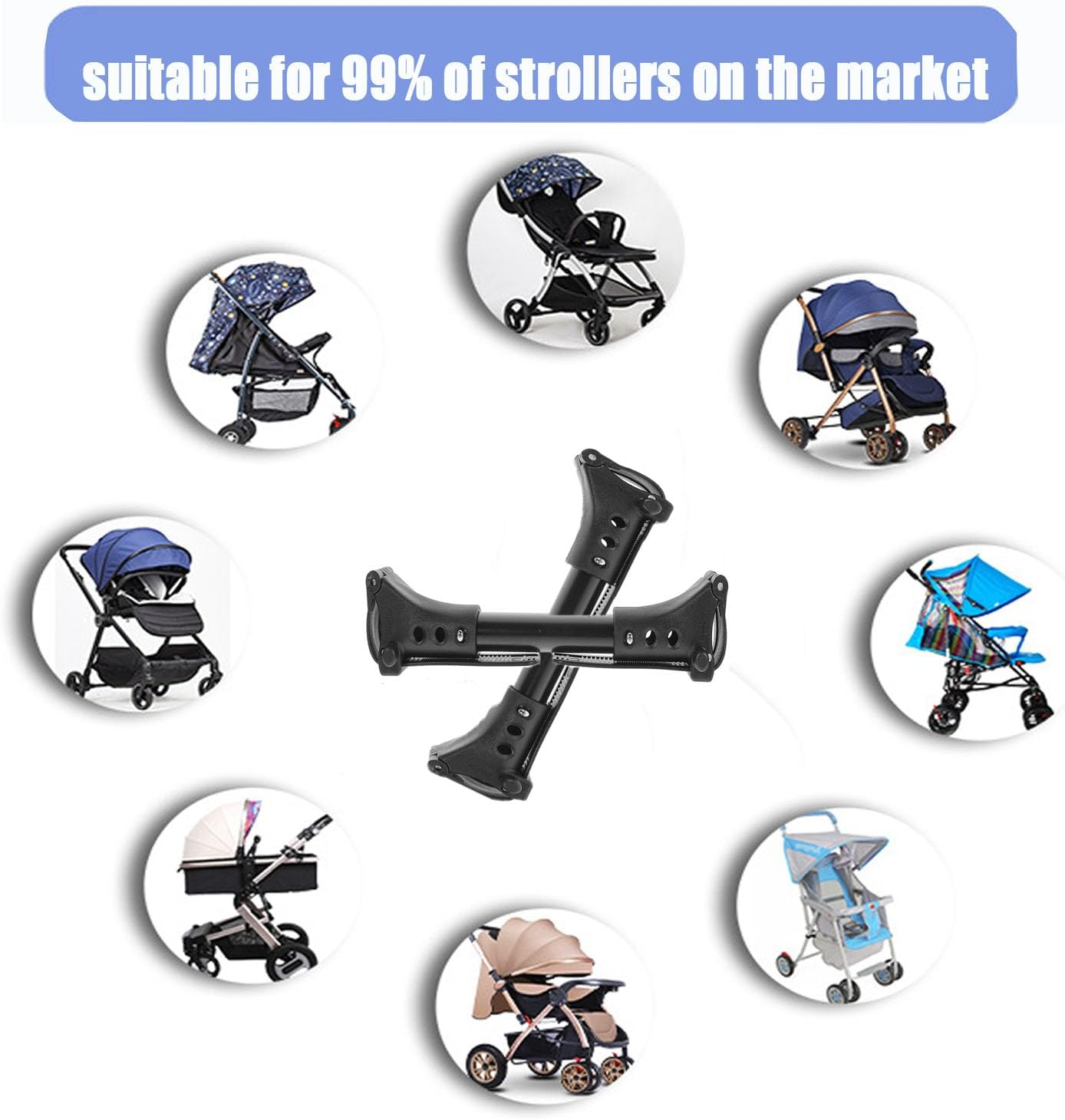 3Pcs Twin Stroller Connection Accessories, Pushchair Connector, Stroller Cart Automotive Connectors, Stroller Car Connector Acessories, Adjustable, Universal, 2 Strollers Into1 Twin Stroller