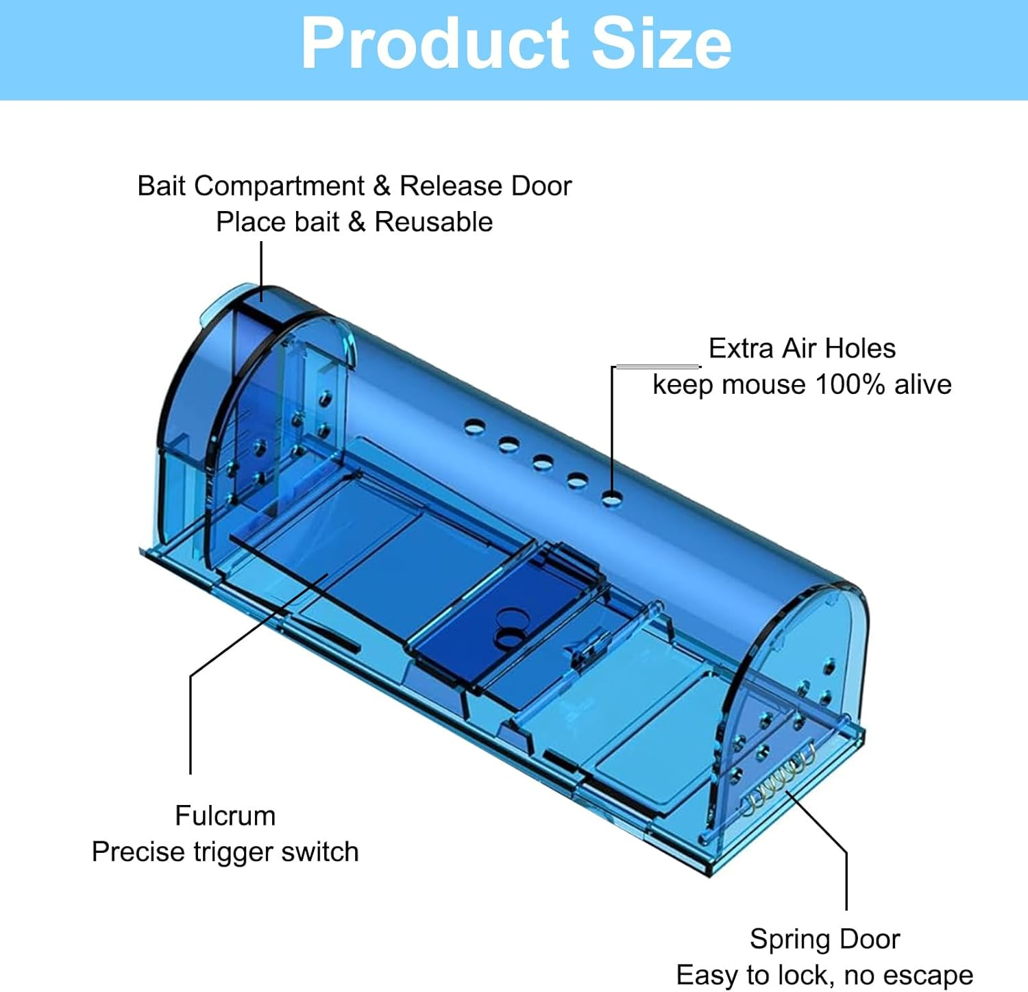 Humane Mouse Trap &ndash; No Kill Catch & Release Live Mouse Traps for Indoor/Outdoor Use &ndash; Safe for Pets (Dogs/Cats) &ndash; Effective Rodent/Mole Cage Catcher &ndash; Best Reusable Non-Toxic Mice Traps(2 Pack) image number 2