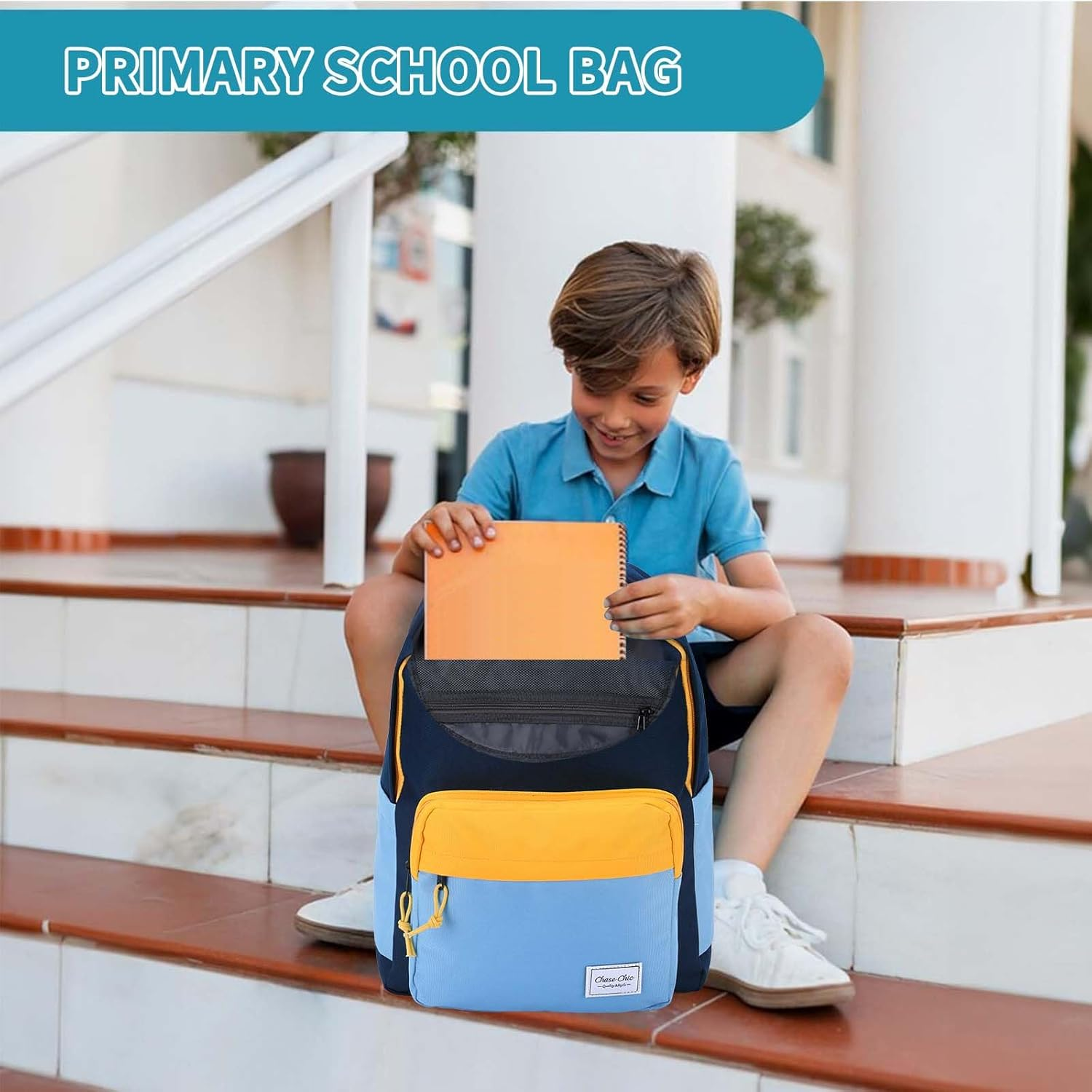 Chase Chic Kids Backpack, School Backpacks for Boys Girls, Lightweight Water Resistant Preschool Bookbag for Travel Daycare - Blue image number 7