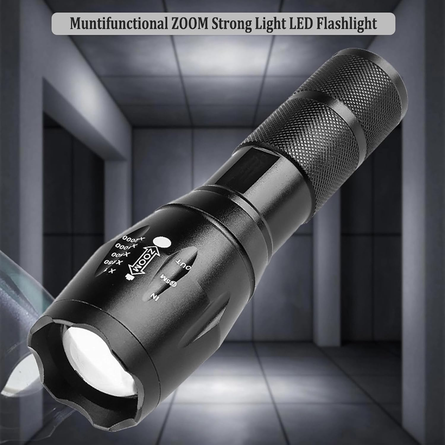 T6 Zoomable Aluminum Alloy LED Flashlight, Super Bright, Portable Torch, Powerful Emergency Flashlight Has 5 Modes, Outdoor for Camping, Hiking, Fishing, Tactical Handheld Torches (Large-137Mm)