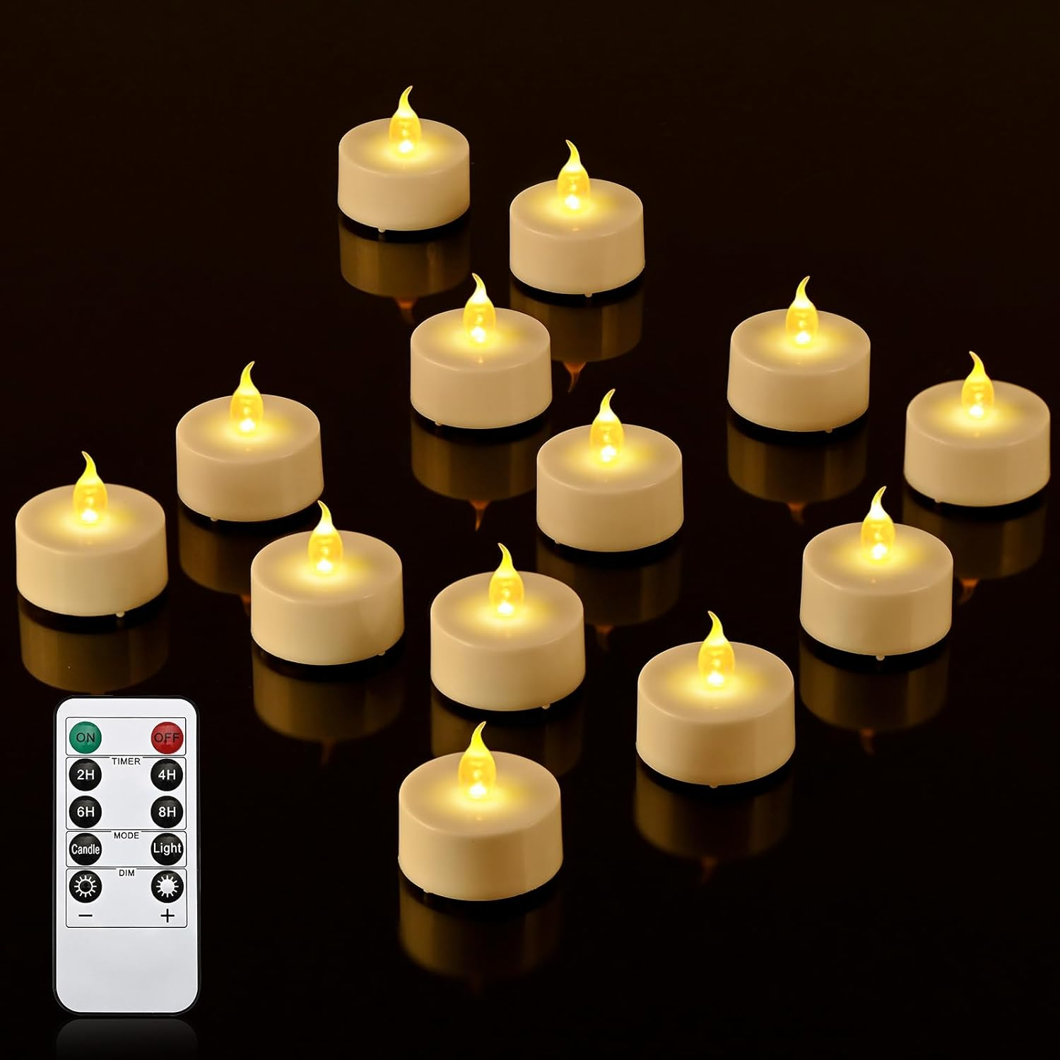 24 PCS LED Tea Lights with Timer, Remote Control, Flameless LED Candles, Electric Flickering Battery-Operated Tealights for Home, Room, Table, Halloween, Christmas Decoration image number 2