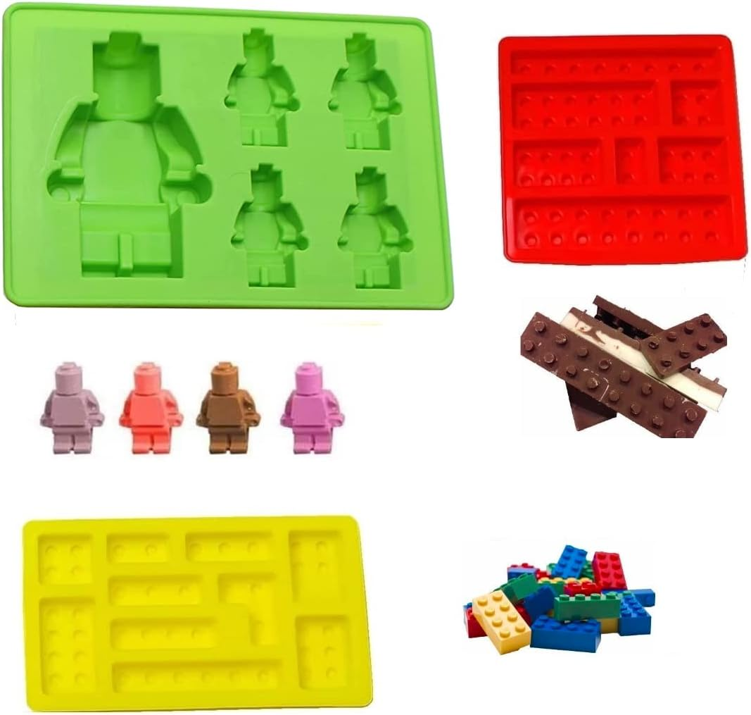 Building Brick Candy Mold Silicone Chocolate Robot Mold Set of 3 Ice Trays Ideal Making Melted Chocolate Fondant Cake Jelly Ice Cube for Kids Party image number 1